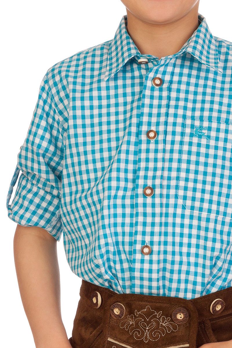 Orbis Textil GmbH & Co. KG Trachtenhemd Trachtenhemd Kind - Ki-H038 - PETERLE - apfelgrün, türkis
