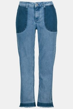 Gina Laura Regular-fit-Jeans 7/8-Jeans Farb Effekte 5-Pocket Fransensaum