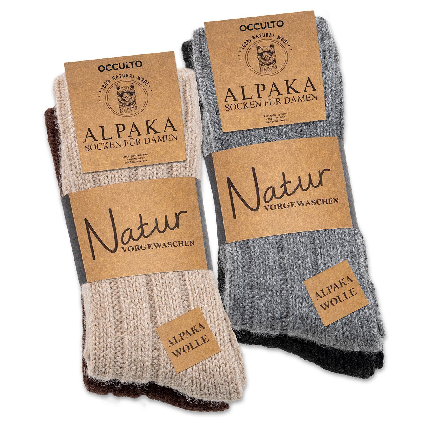 Norwegersocken Alpakasocken Pack Mix 4er OCCULTO (Modell: Luna) Damen (4-Paar)