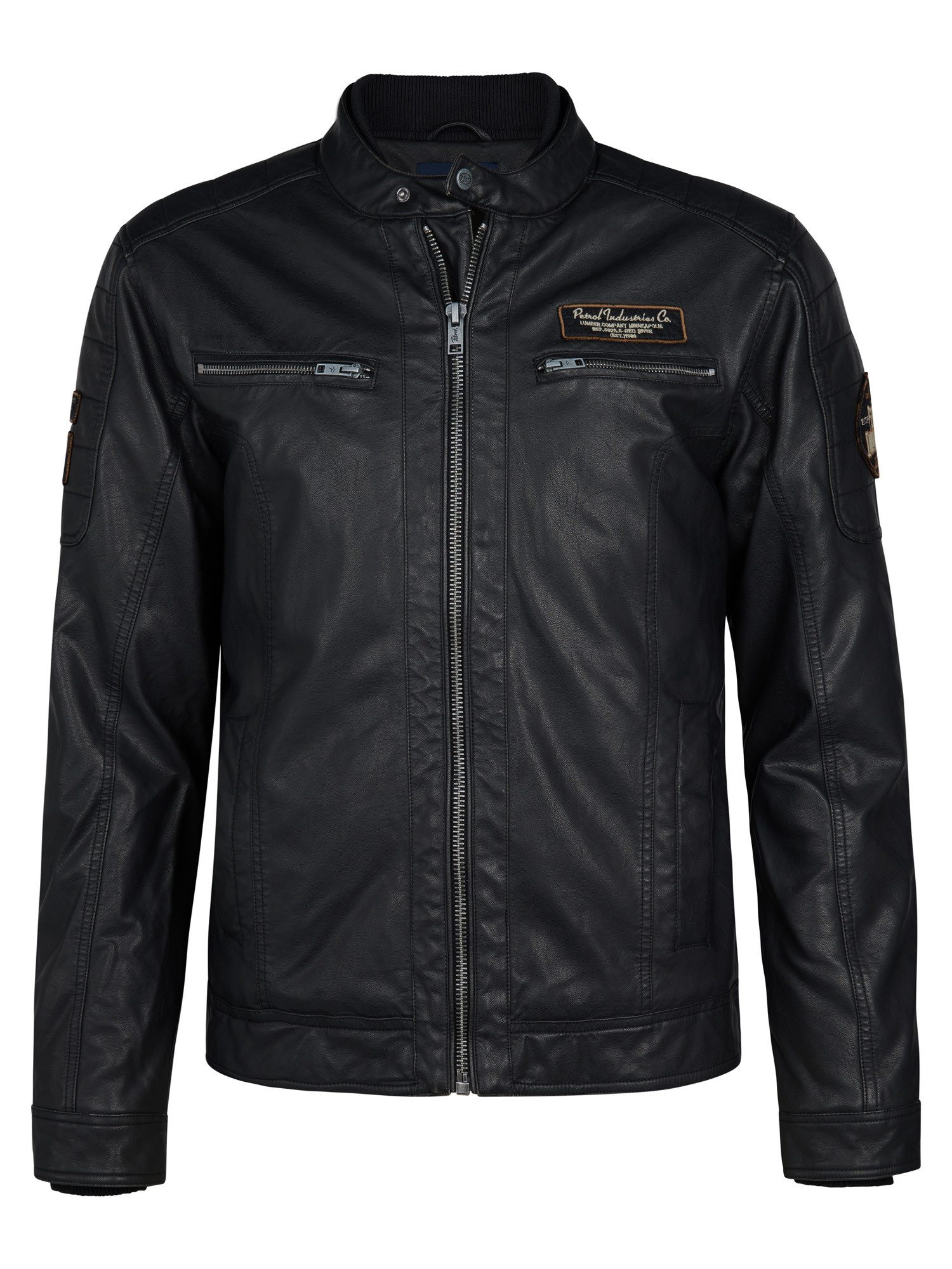 Petrol Industries Lederimitatjacke - Herren Jacke scchwarz - Kunstlederjacke - Outdoorjacke Herren