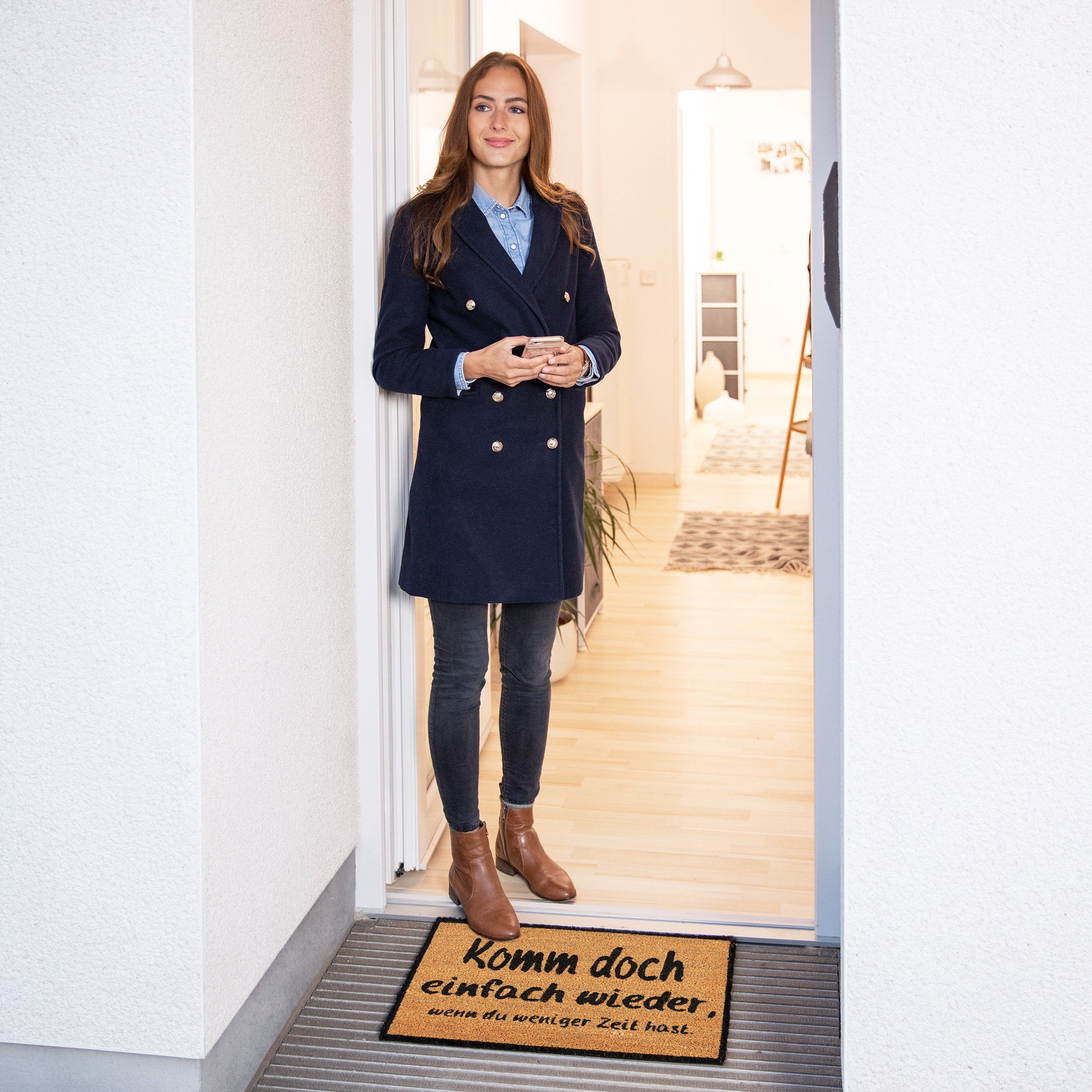 relaxdays Fußmatte Kokos KOMM WIED, Höhe: 15 mm günstig online kaufen