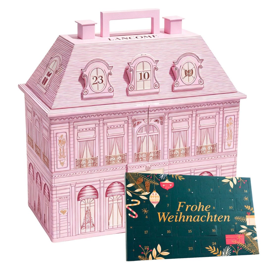 LANCOME Kosmetik-Adventskalender 2026 Make-UP + Lanco Tisch Adventskalender 2er set Frauen Beauty (Set, 48-tlg), 48 tlg - 24 Pflege & Make-Up Produkte + 24 Schokoladen Kalender Damen