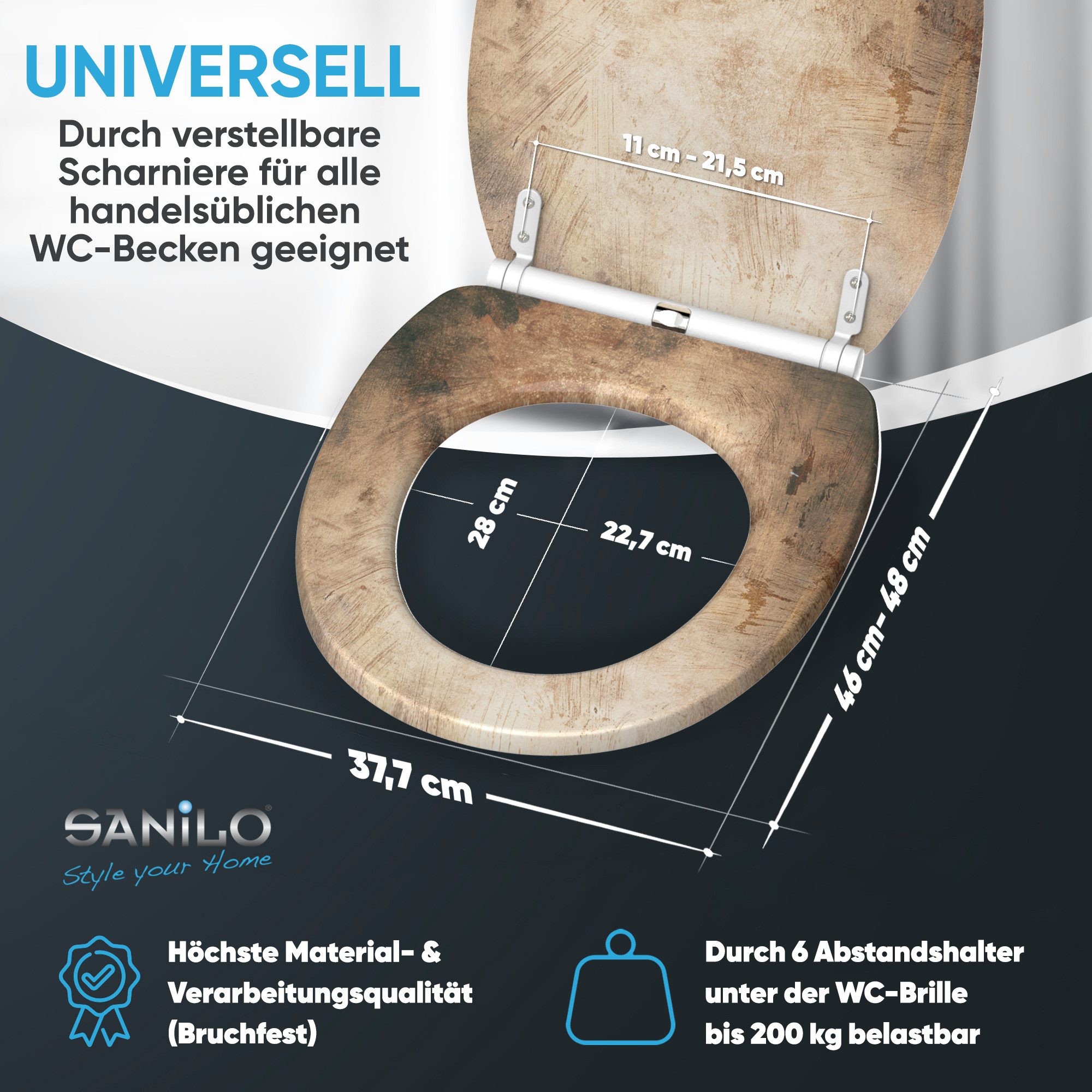 Sanilo WC-Sitz mit Absenkautomatik & Top Fix in vielen Designs, hochwertig, abnehmbar, leichte Montage von oben, mit Schraubenzieher – Bild 4 von 5