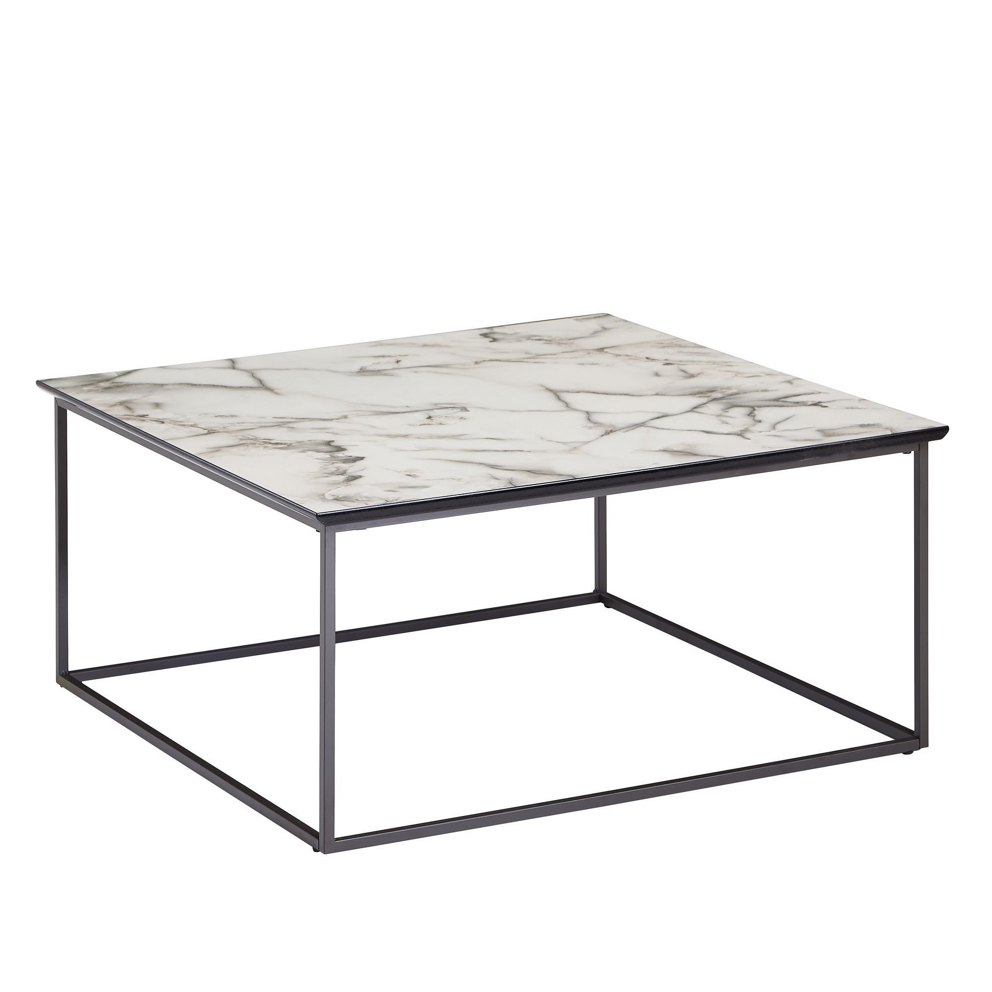 Couchtisch Couchtisch Quadratisch 80x38x80 cm mit Marmor Optik Weiß, Wohnzimmert