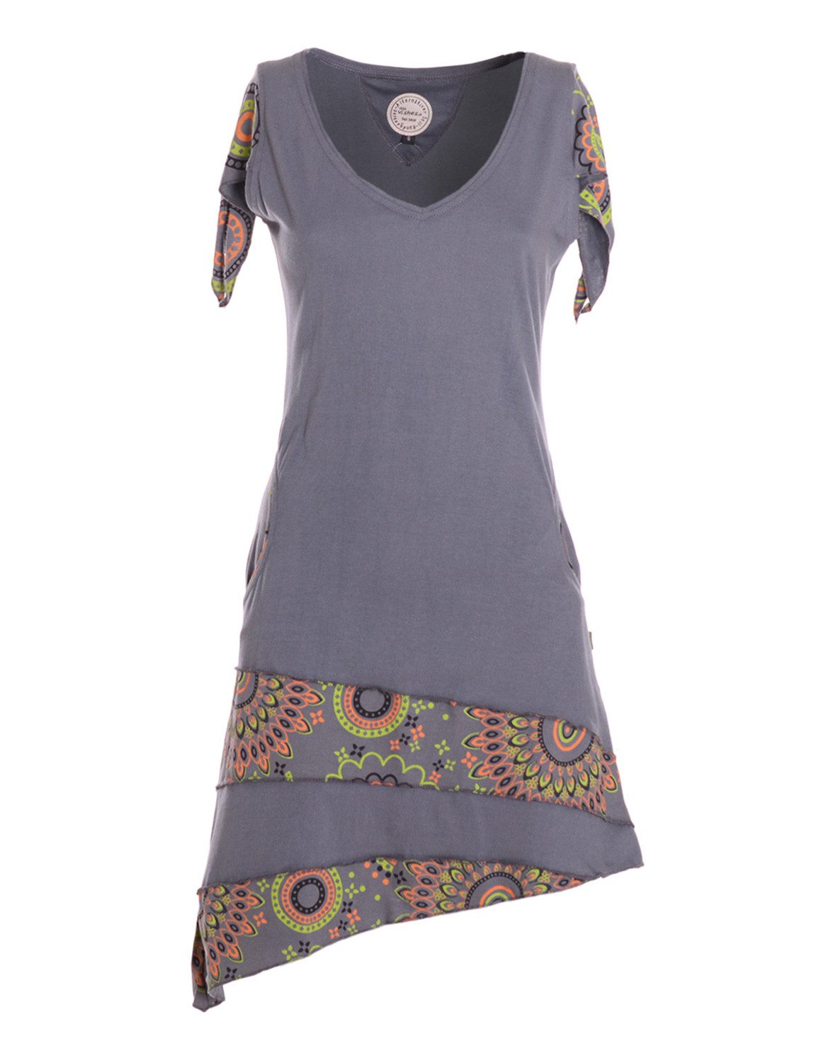 Vishes Zipfelkleid Damen Baumwolle Patchwork Design günstig online kaufen
