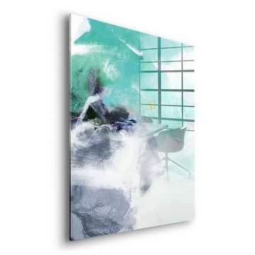 DOTCOMCANVAS® Acrylglasbild Aoyama - Acrylglas, Acrylglasbild Aoyama weiß blau moderne abstrakte Kunst Druck Wandbild