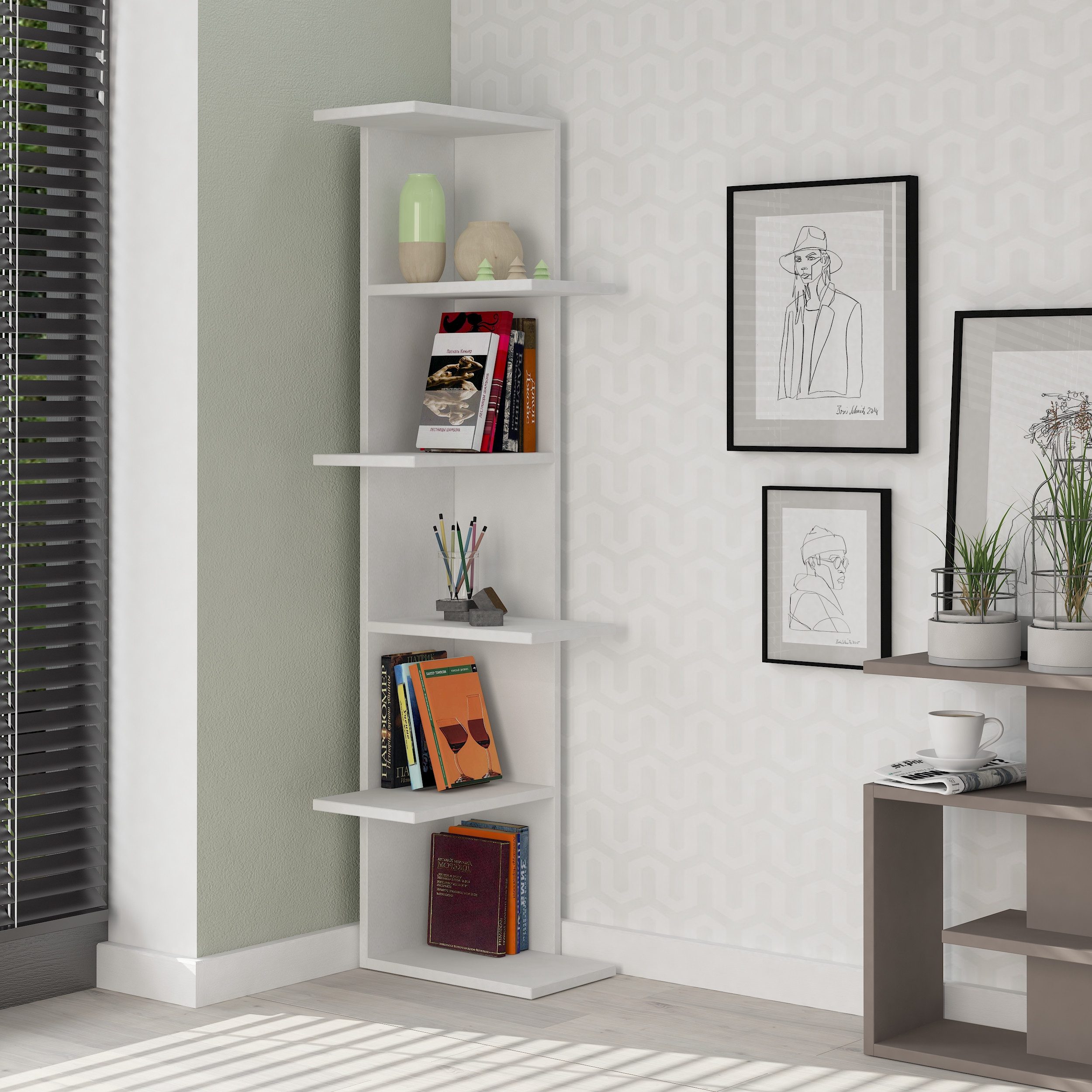 Decortie Bücherregal Saso, Modernes Eck-Bücherregal, 37 günstig online kaufen