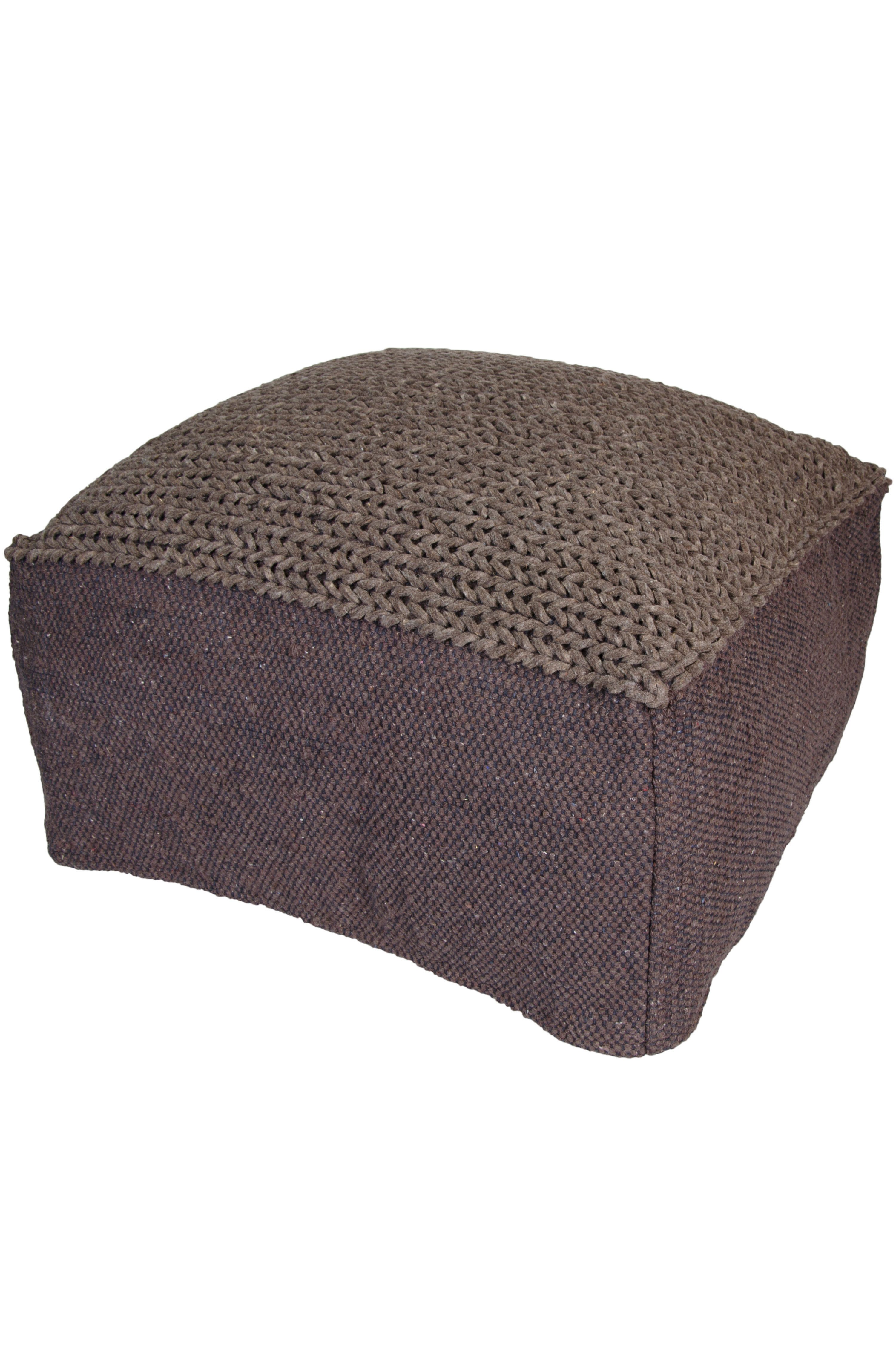Marrakesch Orient & Mediterran Interior Pouf Sitzkissen Sitzpouf Bailee 60cm Eckig Braun (1-St), Handarbeit