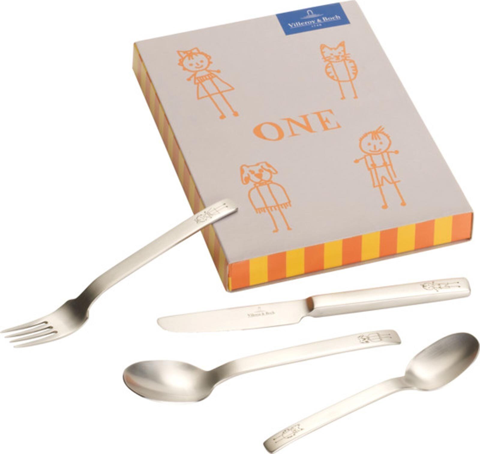 Villeroy & Boch Kinderbesteck One Kinderbesteck 4er Set (4-tlg), Edelstahl, Spülmaschinenfest