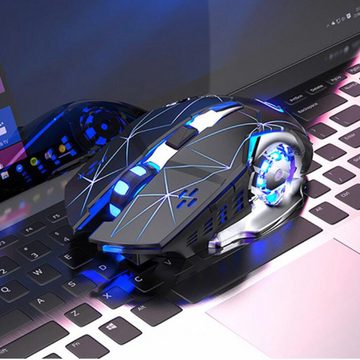 GelldG Kabellose Gaming Maus, USB-Empfänger, tragbare, ergonomische optische Gaming-Maus