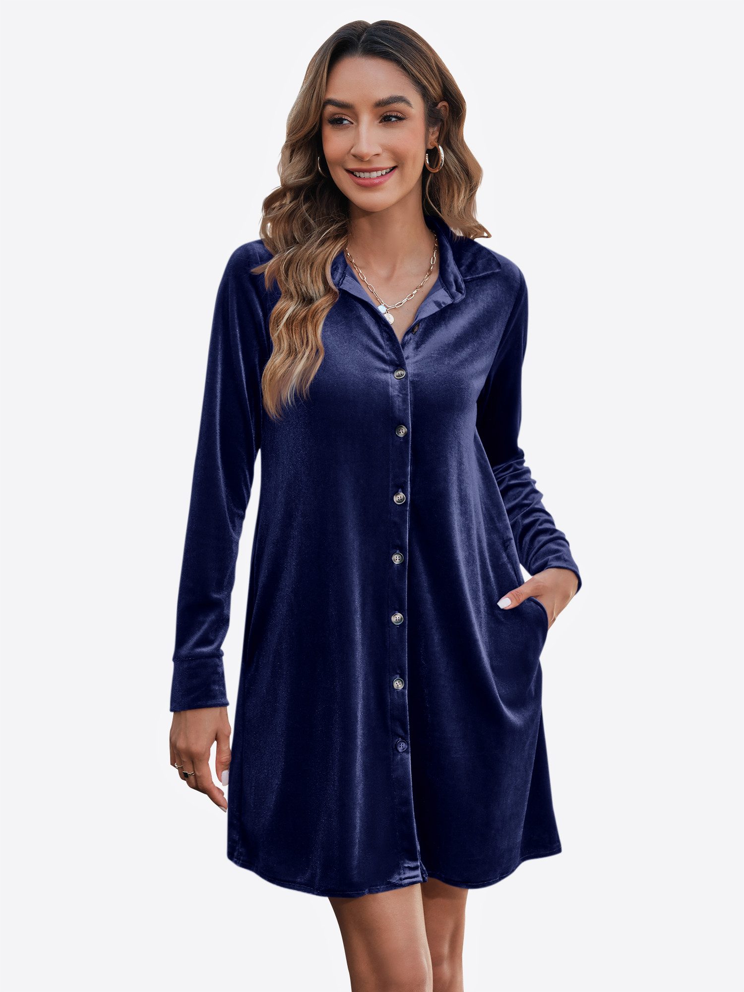 Imily Bela Minikleid Damen Samtkleid mit Knöpfen (Packung, 1-tlg., 1per-Pac günstig online kaufen