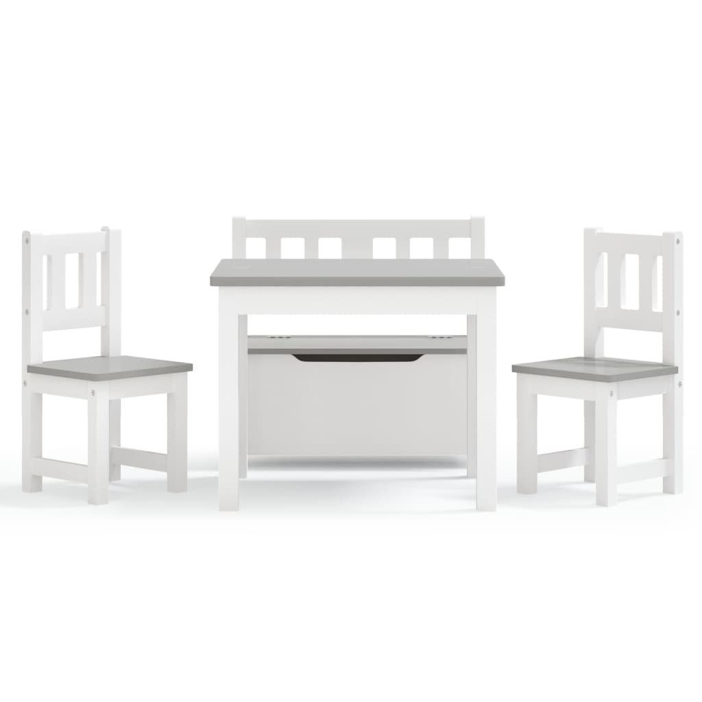 vidaXL Kindersitzgruppe aus MDF in Weiß und Grau, (B/H/T: 60x48x50 cm)