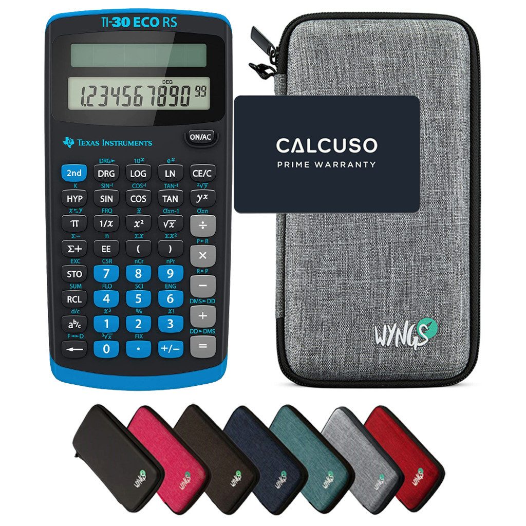 Texas Instruments Taschenrechner TI-30 ECO RS inkl. WYNGS Schutztasche Hellgrau