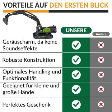 Oramics Spielzeug-Kran Raupenbagger Kettenbagger Baustellenfahrzeug Kinder Spielzeug Bagger, (Kinder-Bagger mit vielen beweglichen Teilen in handlicher Größe, 1-tlg., Spielzeug Bagger mit Rückzugfunktion und Drehmechanismus), mechanisch, OHNE Batterien und Akkus, robust, hochwertig