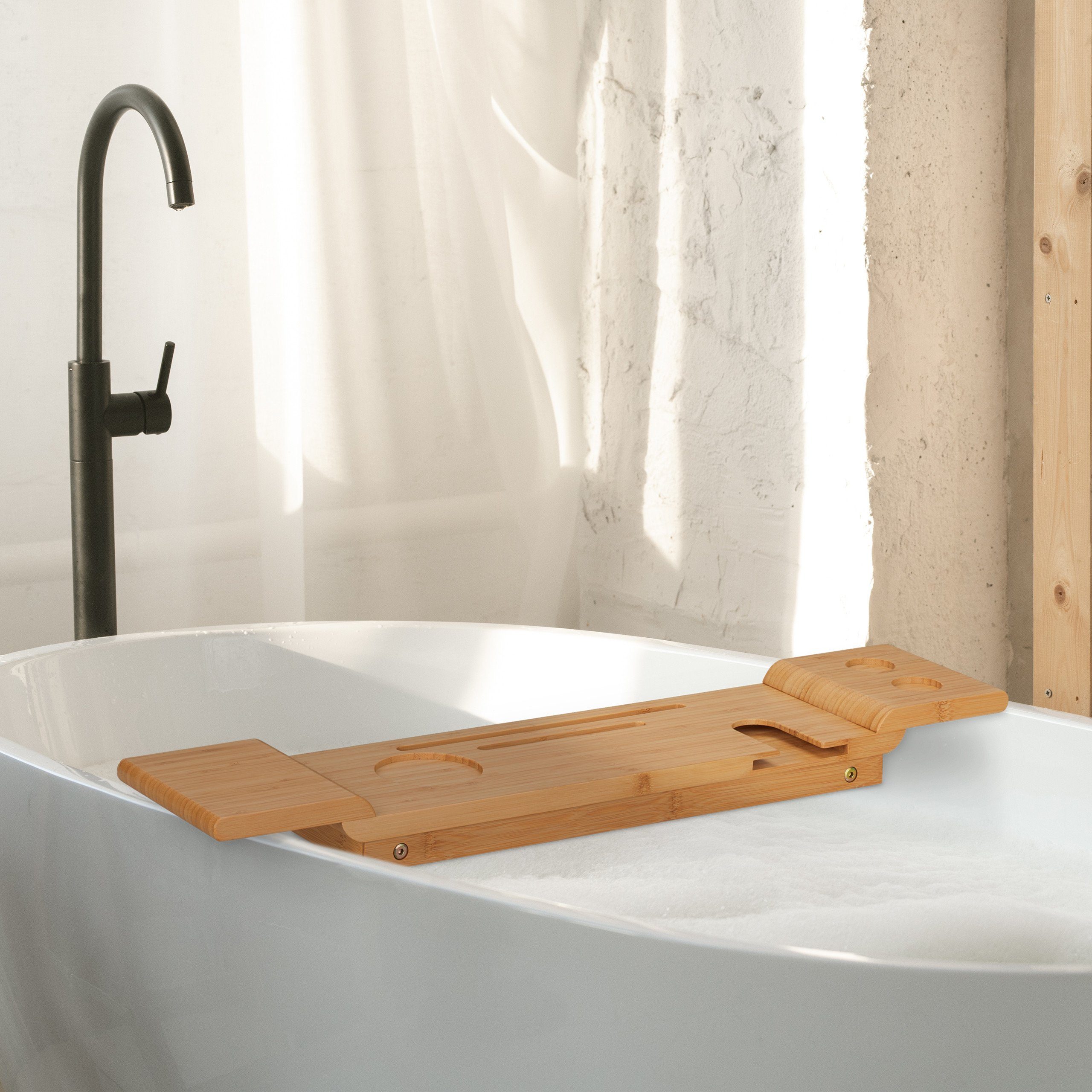 relaxdays Badewannenablage Bambus Badewannenablage mit Füßen günstig online kaufen