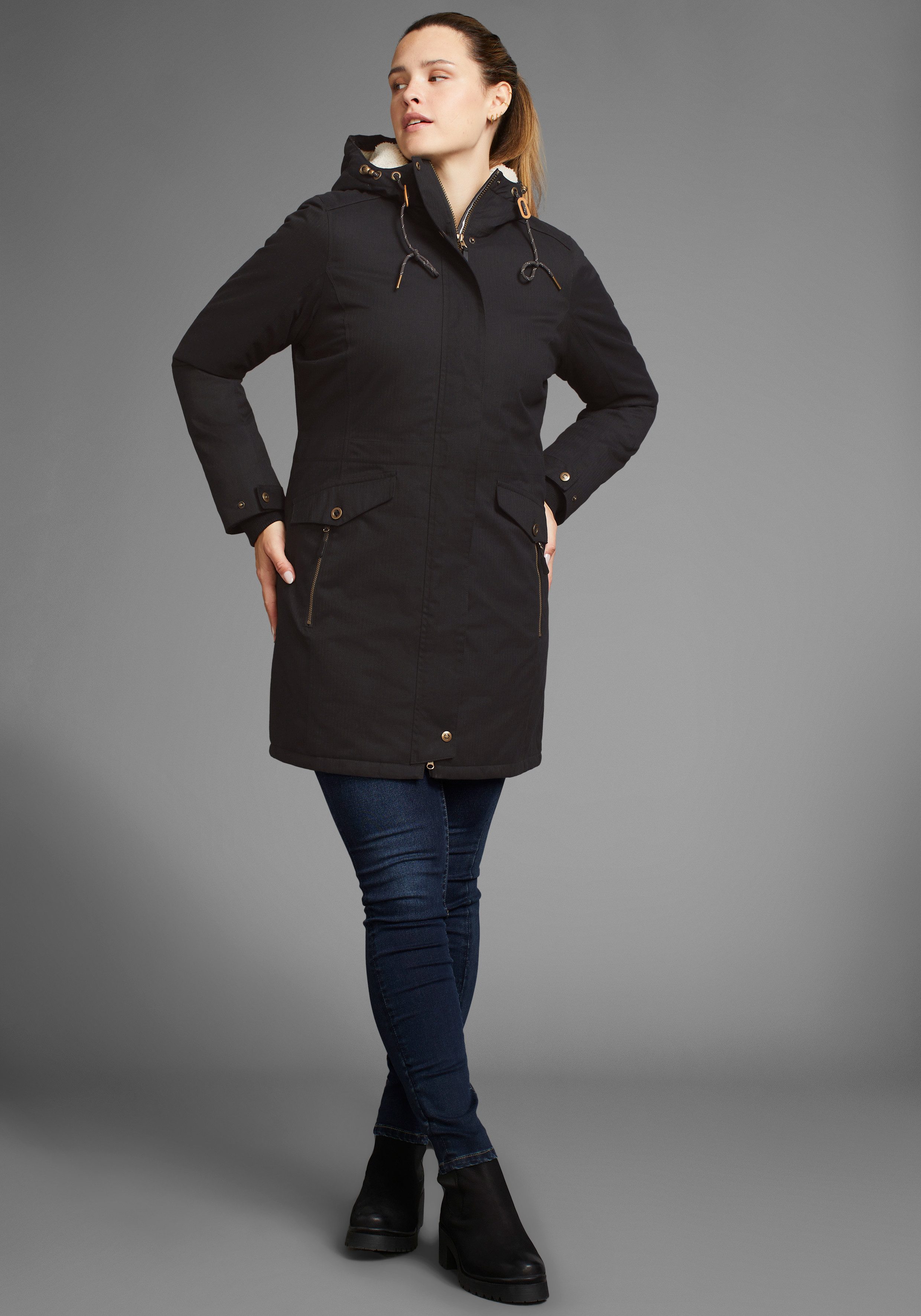 Polarino Outdoorjacke atmungsaktives Material, wasserdicht, winddicht, mit Kapuze