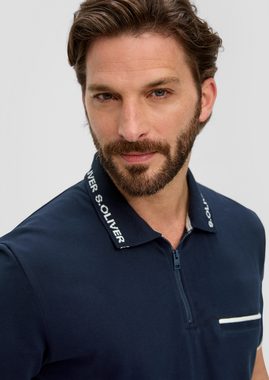 s.Oliver Kurzarmshirt Poloshirt mit Logo-Kragen Streifen-Detail
