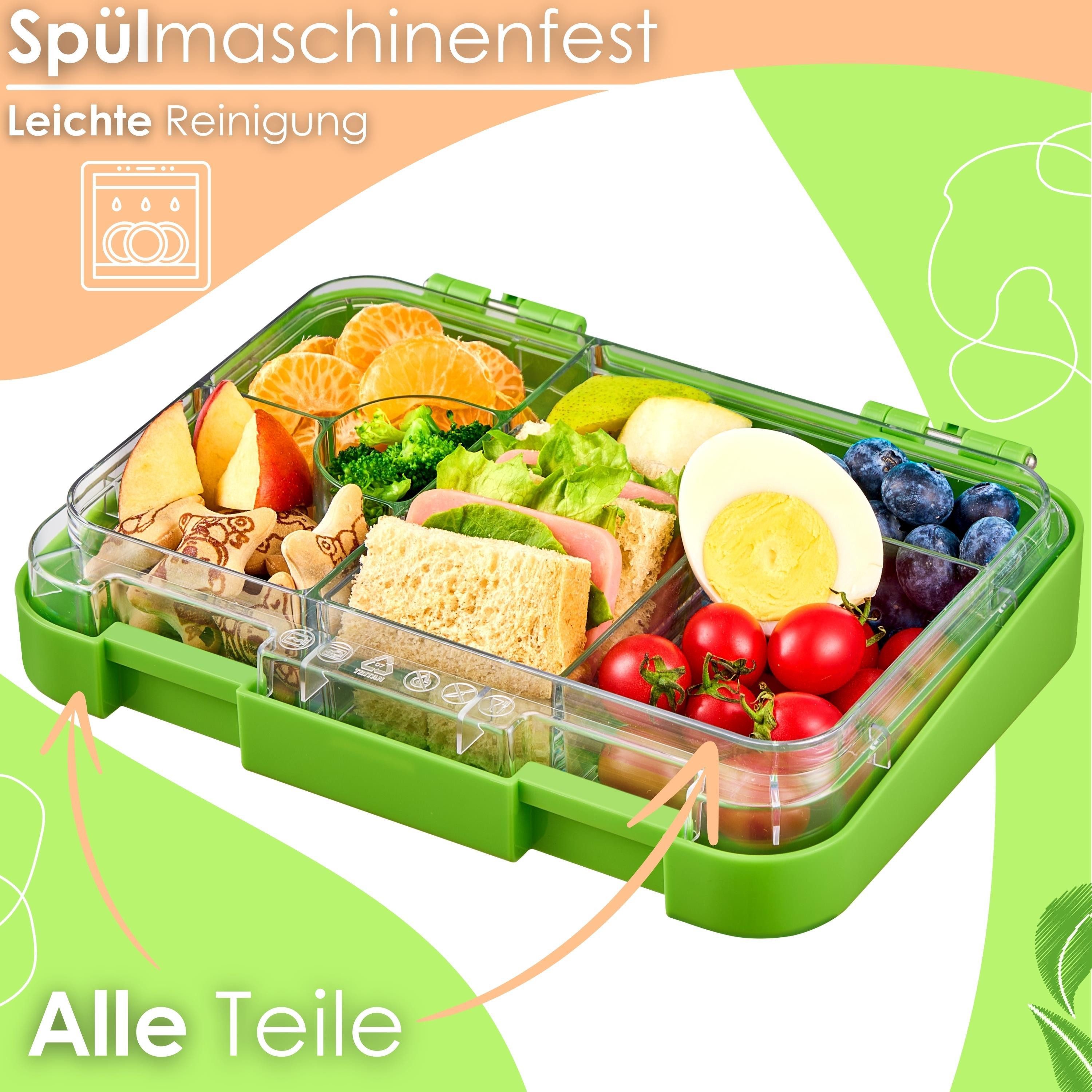 ecosa Lunchbox EO-8171 yummy buddy Kinder Brotdose, Tritan, (Brotdose, 4-tlg), Kinderfreundliche Verriegelung,BPA-Frei,Auslaufsicher,Vesperdose – Bild 4 von 5