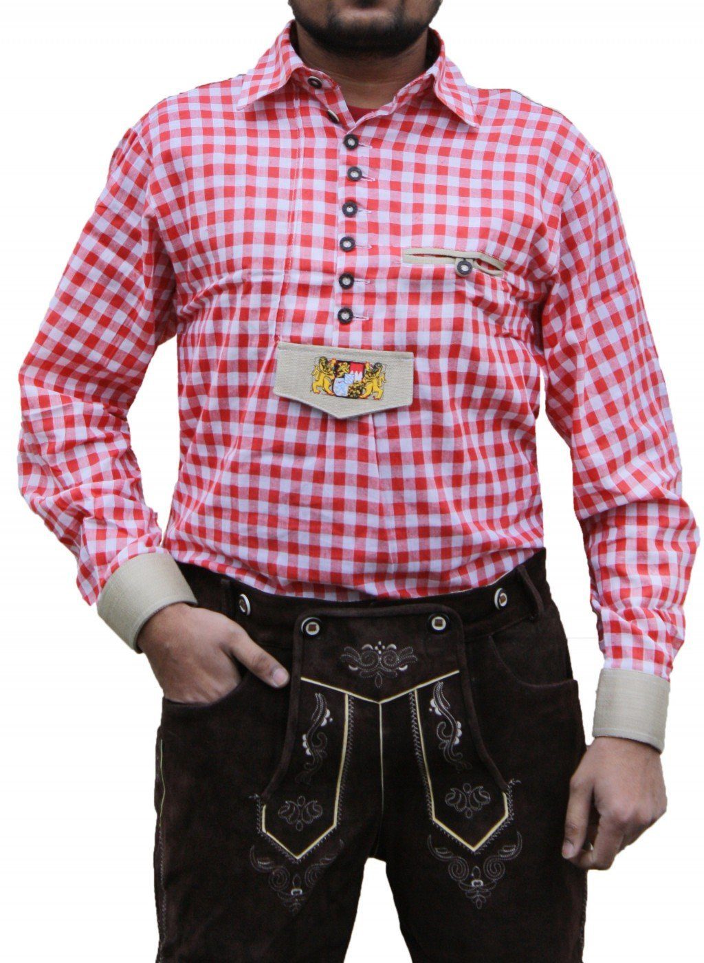 German Wear Trachtenhemd GW1218 Red Wappen günstig online kaufen
