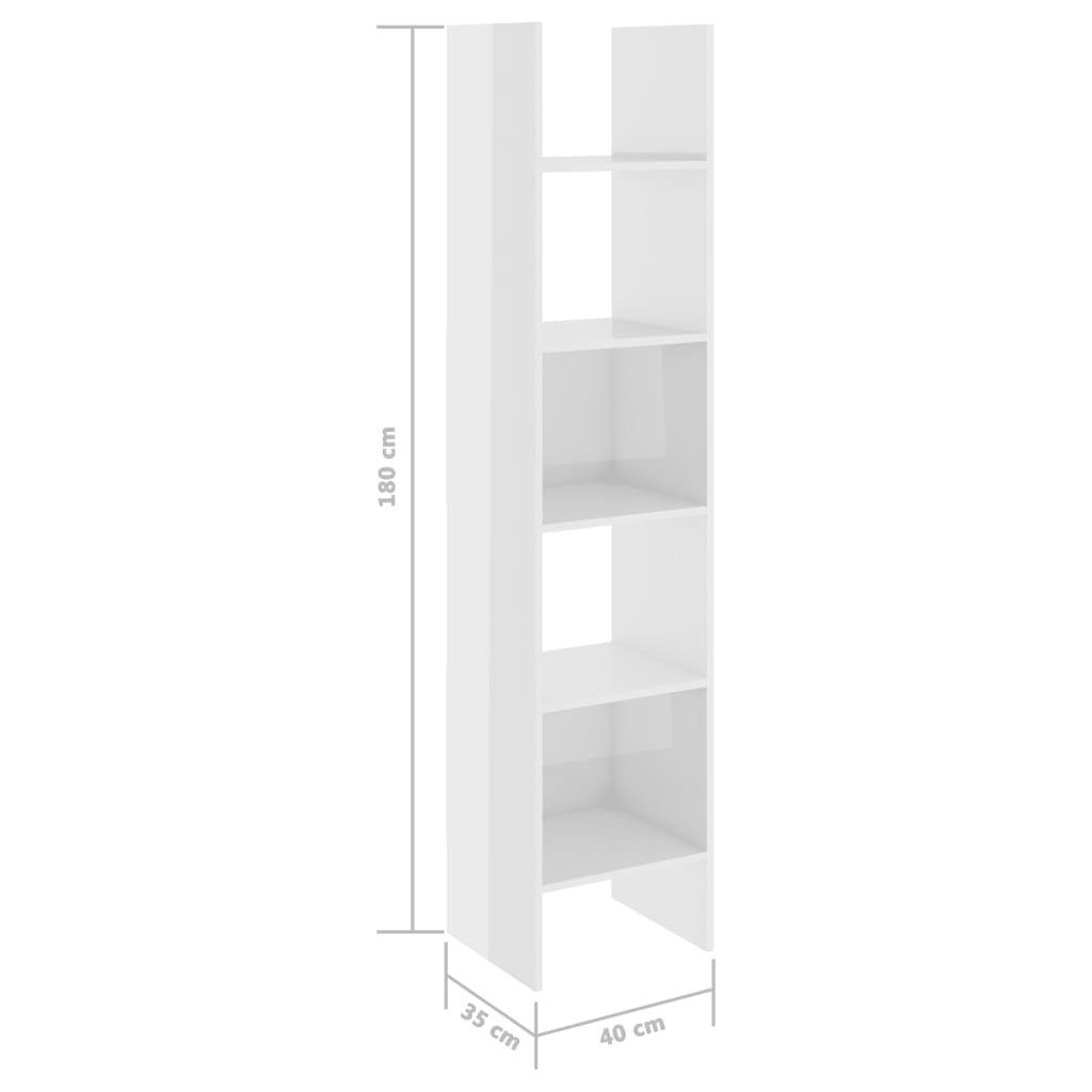 Bücherregal Hochglanz-Weiß Bücherregal 1-tlg. cm 40x35x180 vidaXL Holzwerkstoff,