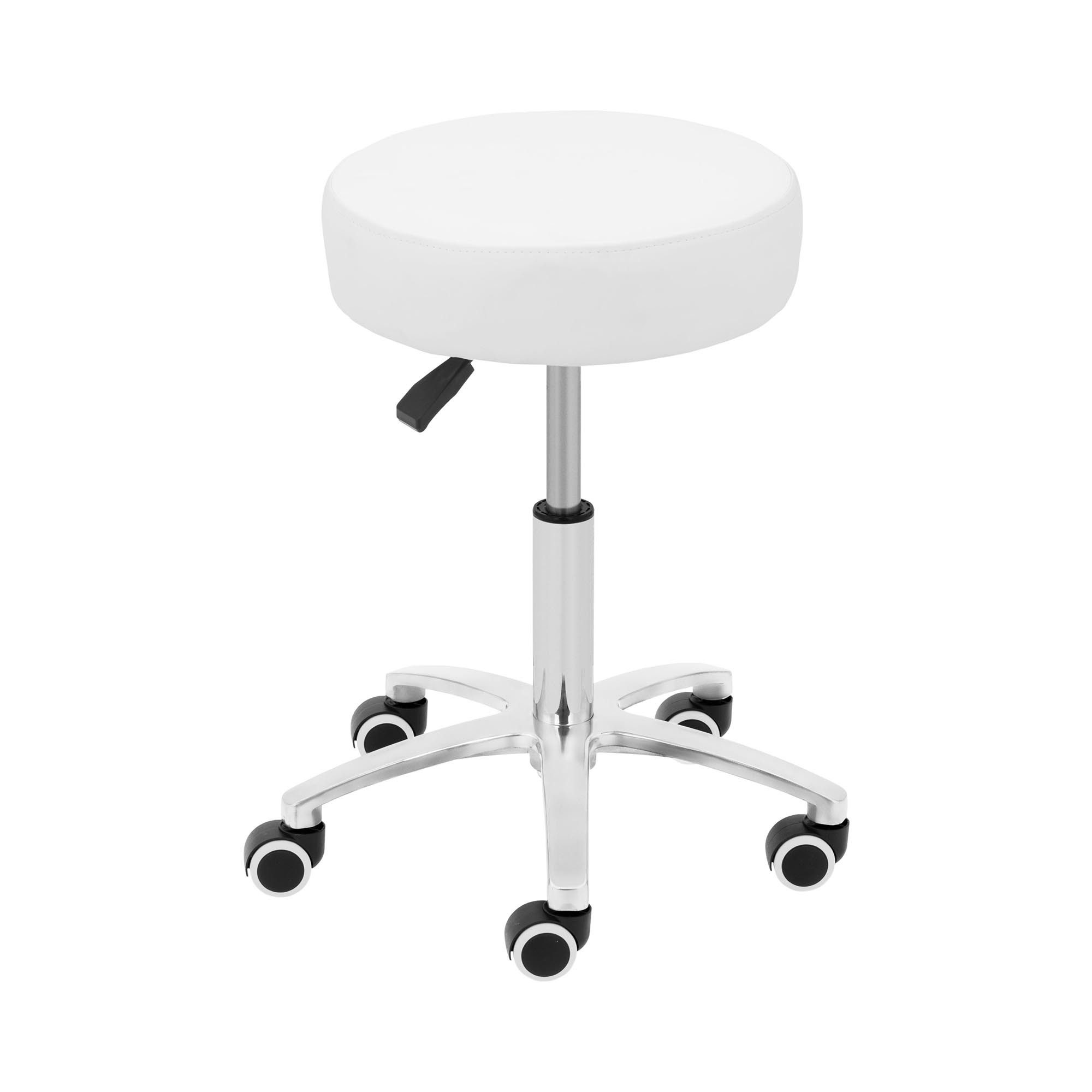 Drehhocker Rollhocker 48 - 61 cm 120 kg weiß Kunstleder Arbeitsstuhl Drehstuhl