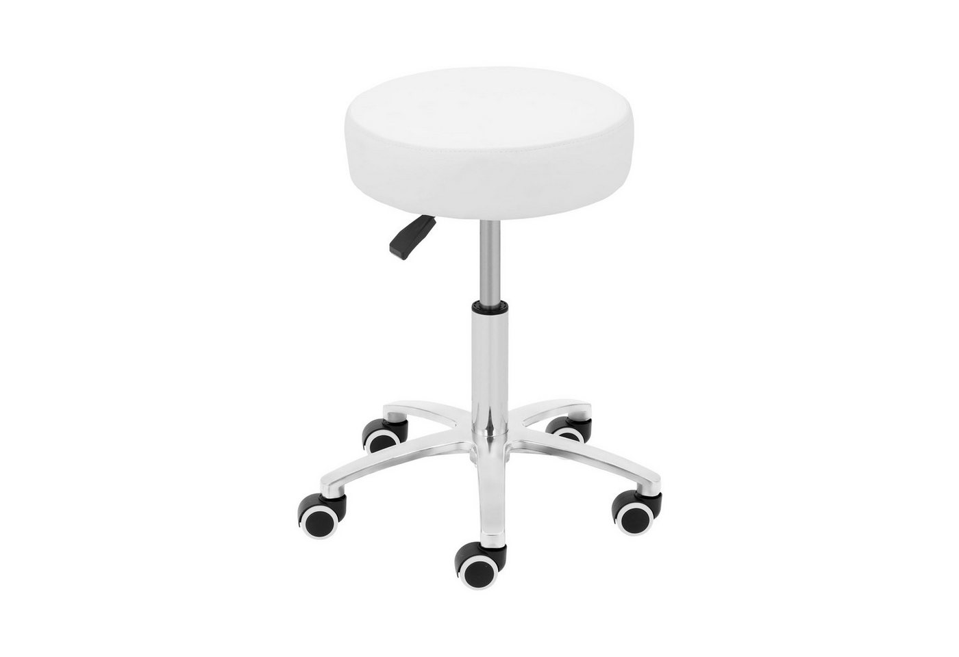 Physa Drehhocker Rollhocker 48 - 61 cm 120 kg weiß Kunstleder Arbeitsstuhl Drehstuhl, Weiß