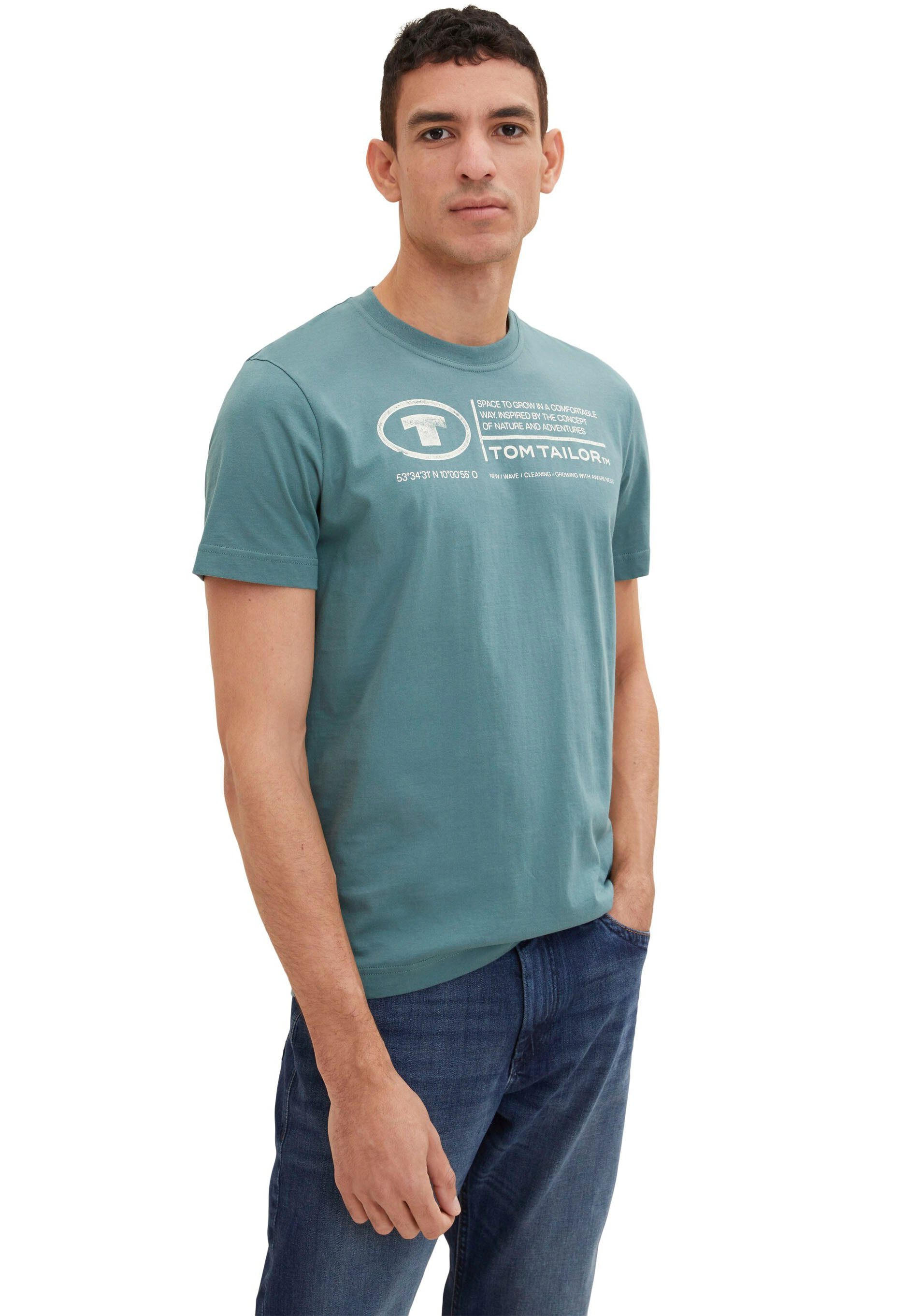 Frontprint Print-Shirt Tailor T-Shirt deep TOM Tom Herren bluis TAILOR