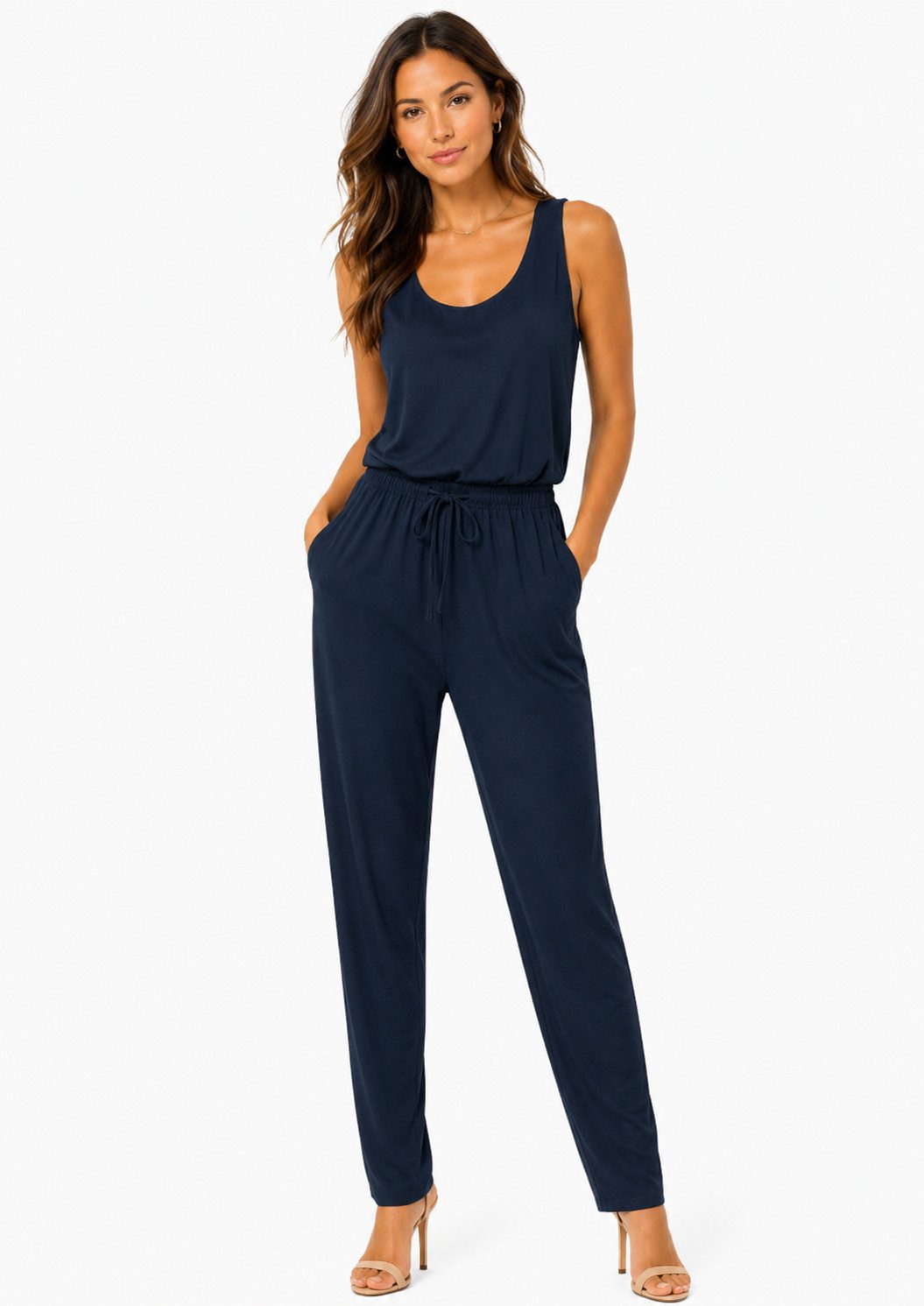 SUBLEVEL Overall Damen Overall Jumpsuit lange Hose Sommer Binde Gürtel Einteiler