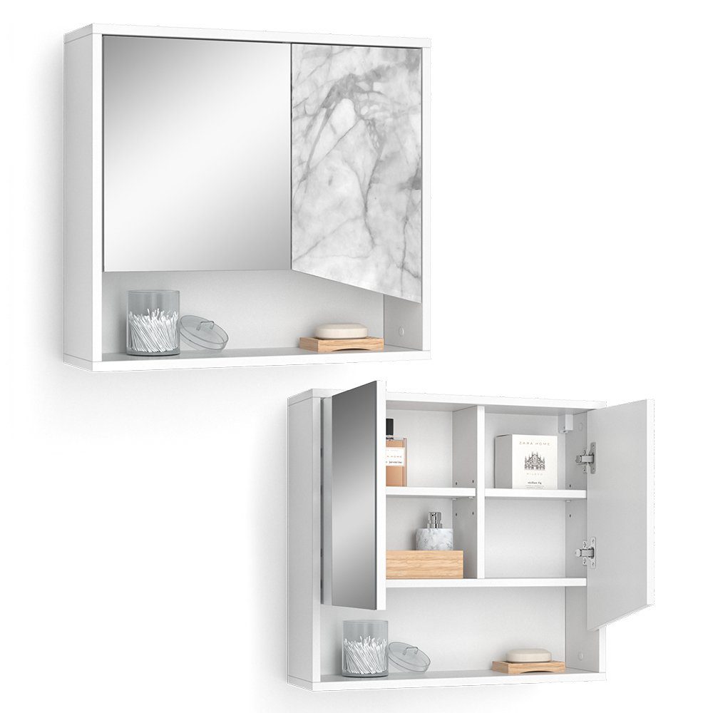 Vicco Spiegelschrank Badspiegel 60 cm Weiß 55 x Badschrank IRIDA