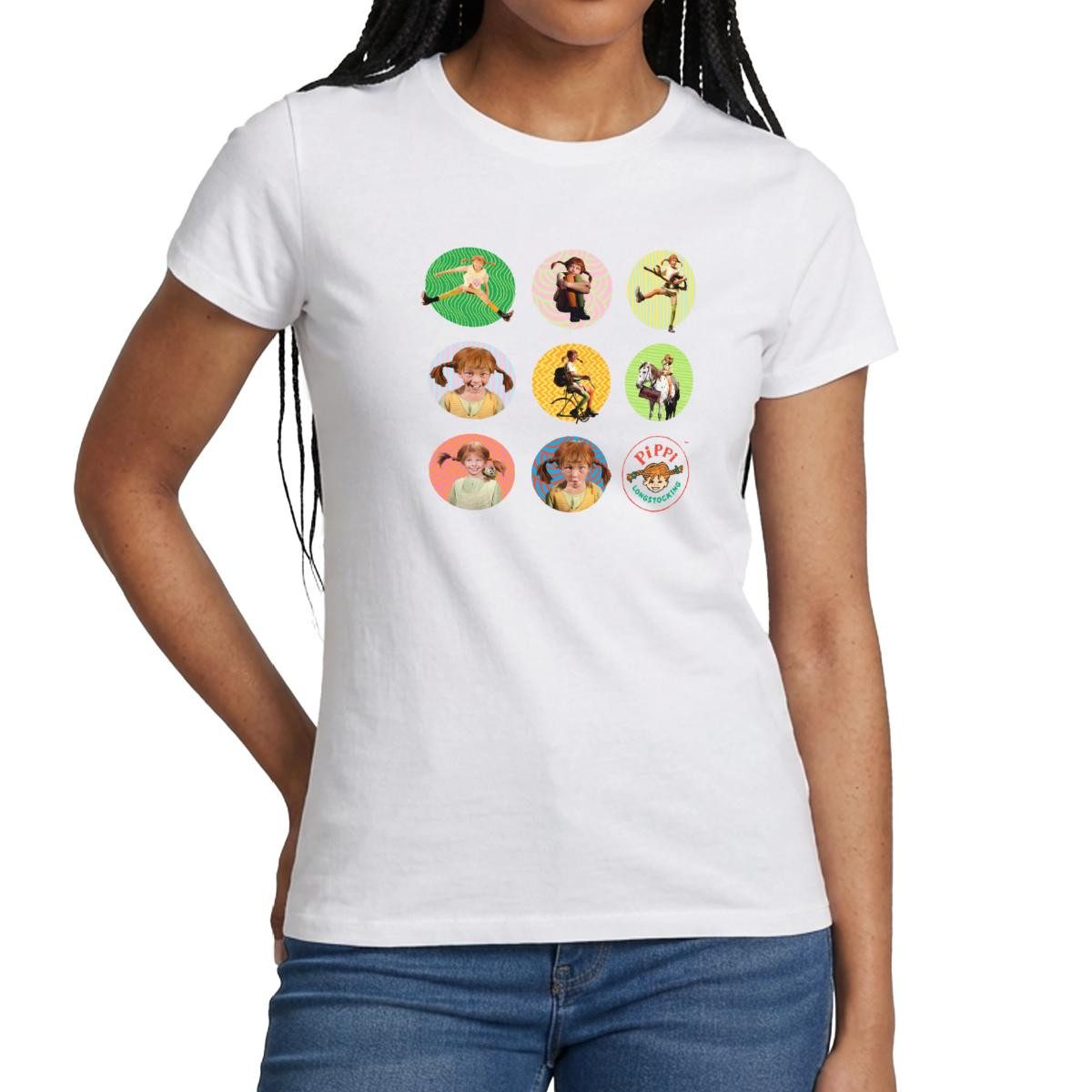 T-Shirt Pippi Langstrumpf Bilder Von Pippi In Kreisen Frauen T-Shirt