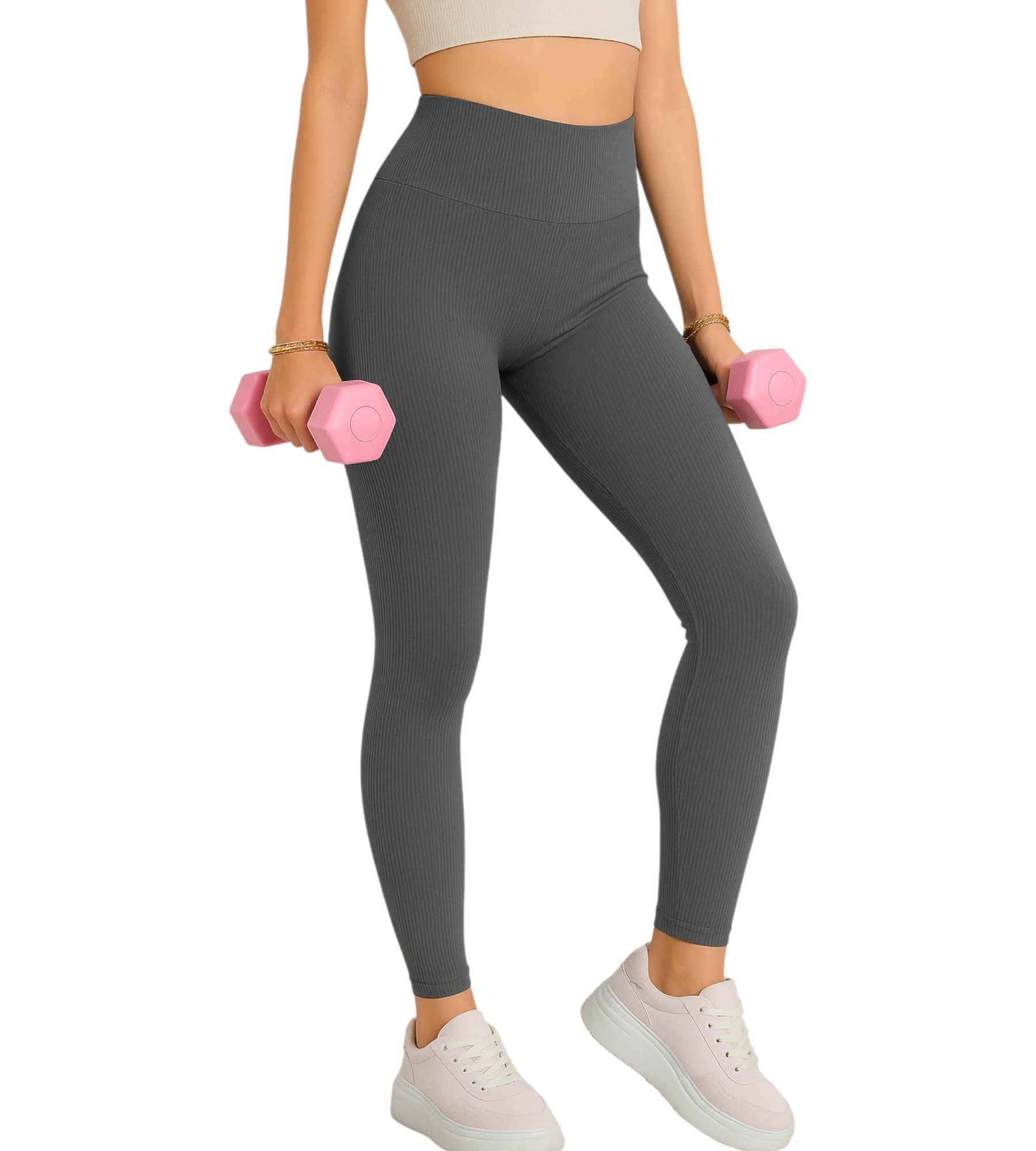fashionshowcase Leggings Damen Sport-Tights mit Shaping-Effekt und engem hohem Bund eng geschnitten für Shaping-Effekt – Bild 3 von 4