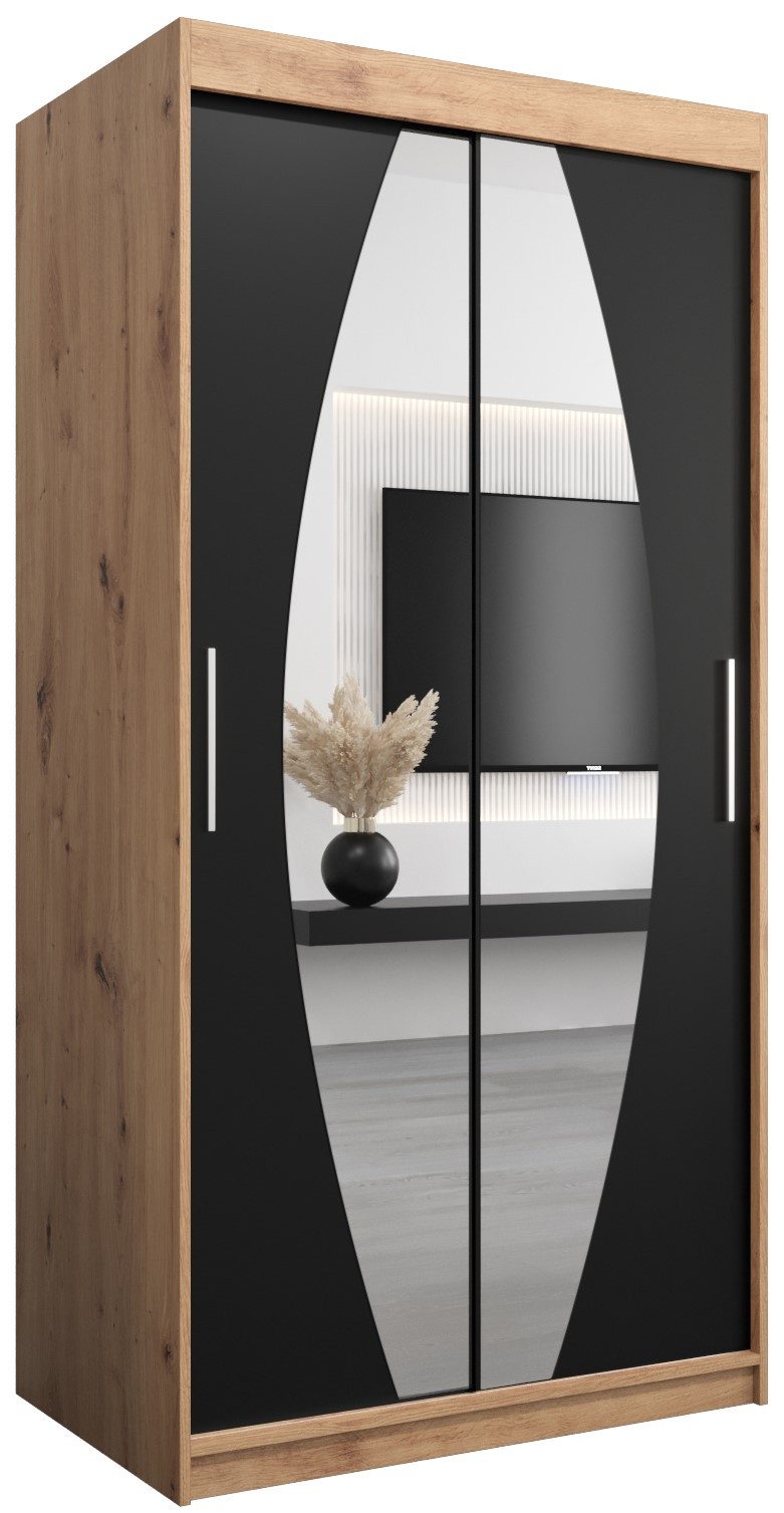 ABIKS MÖBEL Schwebetürenschrank ELYPSE Schlafzimmerschrank - mit Spiegel, Kleiderstange, Regalen