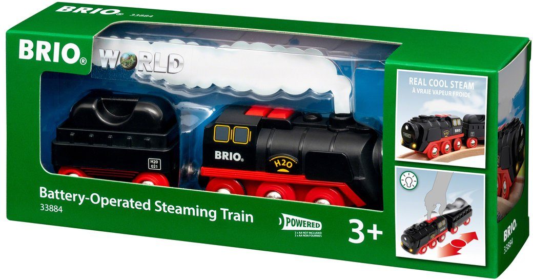 BRIO® Toy Train Battery Steam Locomotive with Water Tank, with Light and Steam Function