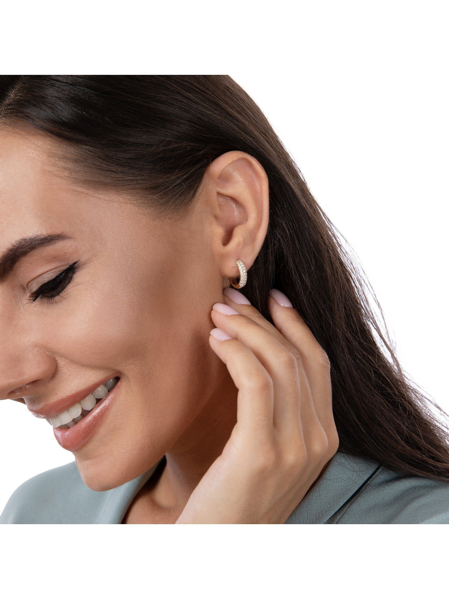 FAVS Paar Creolen FAVS Damen-Creolen 375er Gelbgold 60 Zirkonia (Paar)
