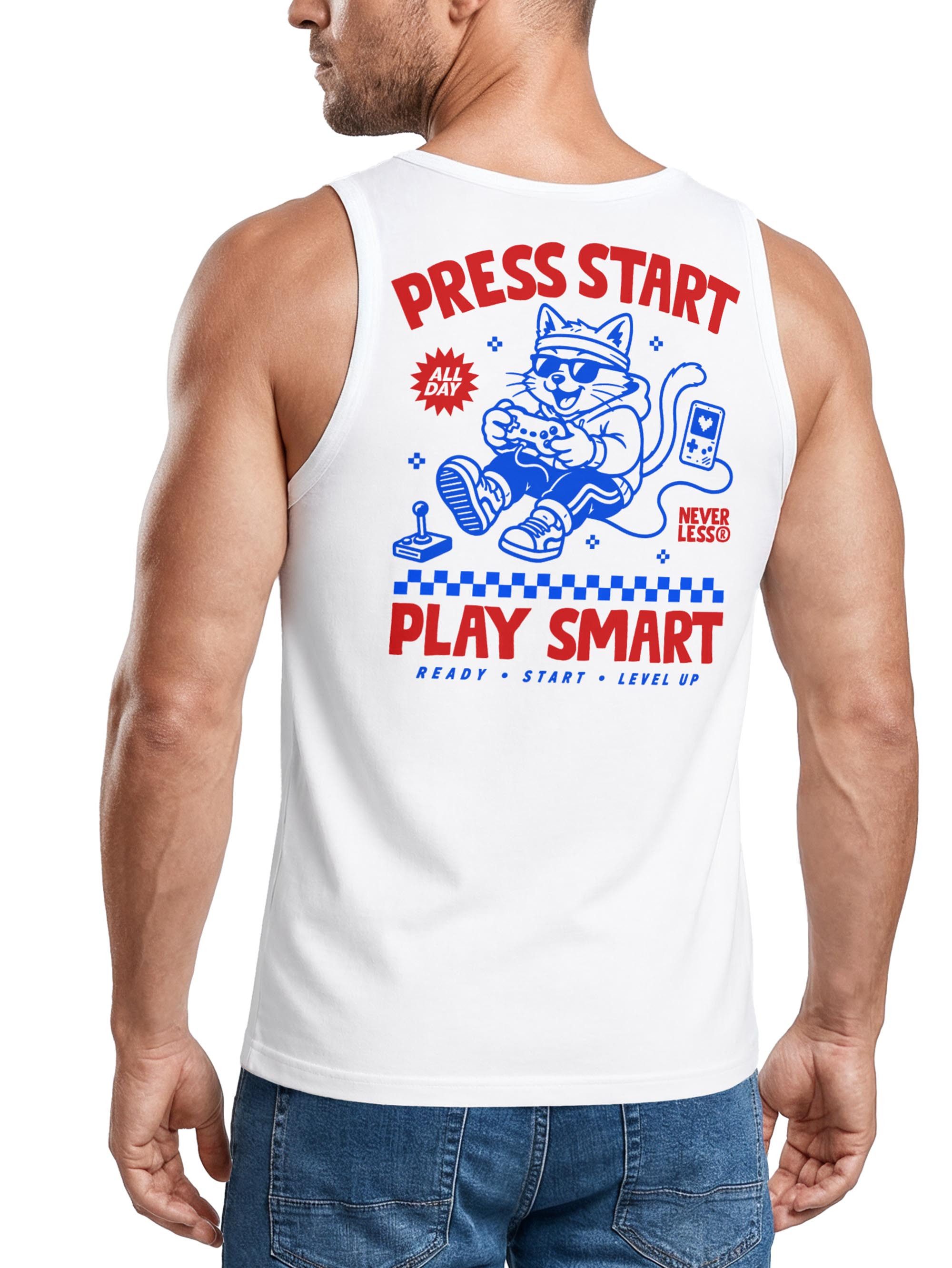 Neverless Tanktop Tanktop Herren mit Grafik-Print - Play smart - Trägershirt Baumwolle mit Print