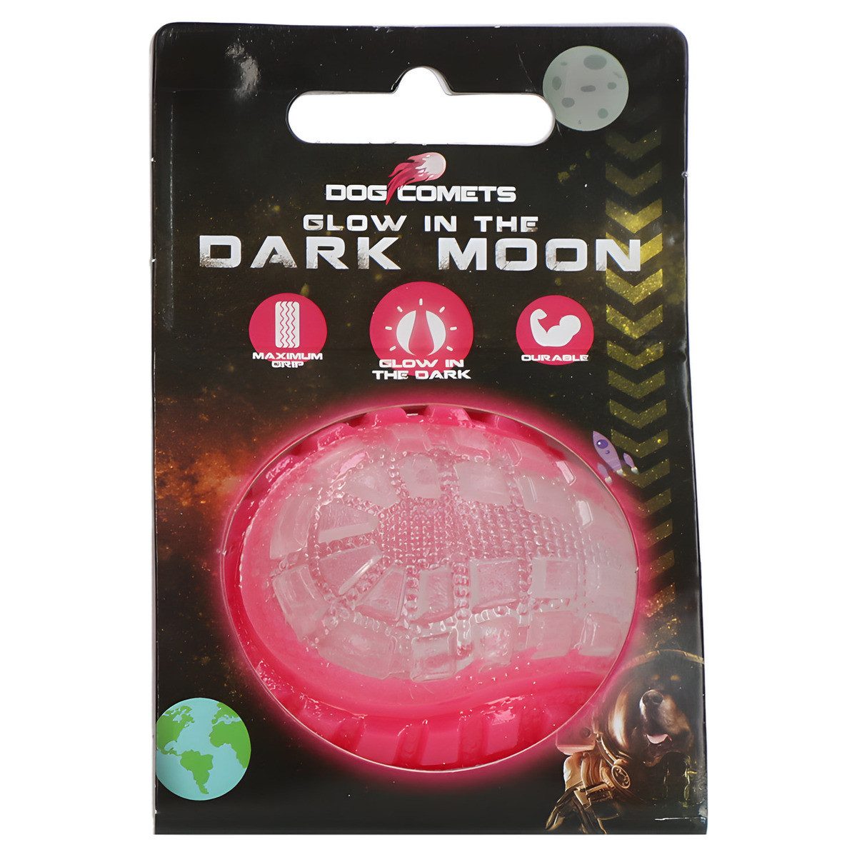 Tierball Hundespielzeug Ball Glow in the Dark Moon rosa