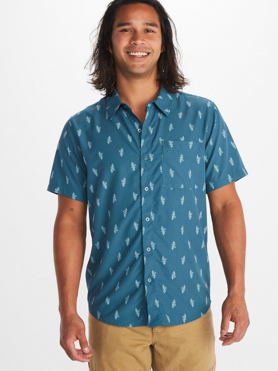 Marmot Outdoorhemd Reise-/Wanderhemd Aerobora (angenehmer Tragekomfort) Kurzarm dustyblau