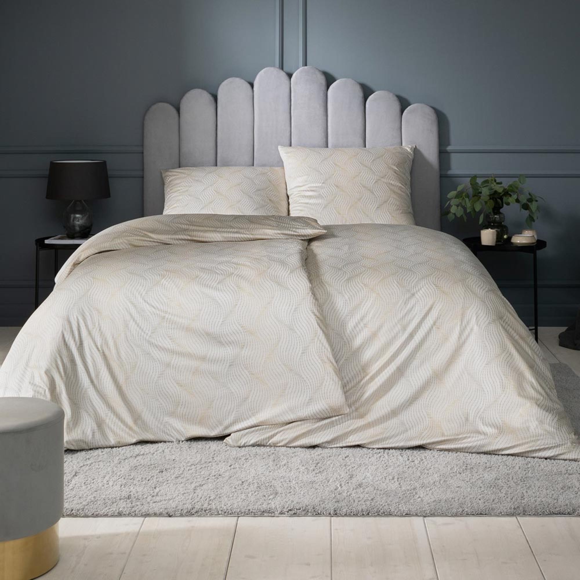 Estella Bettwäsche Estella Mako Jersey Bettwäsche 135x200 Ruben creme Spiralen Wellen, Mako-Jersey, 2 teilig, für Sommer und Winter