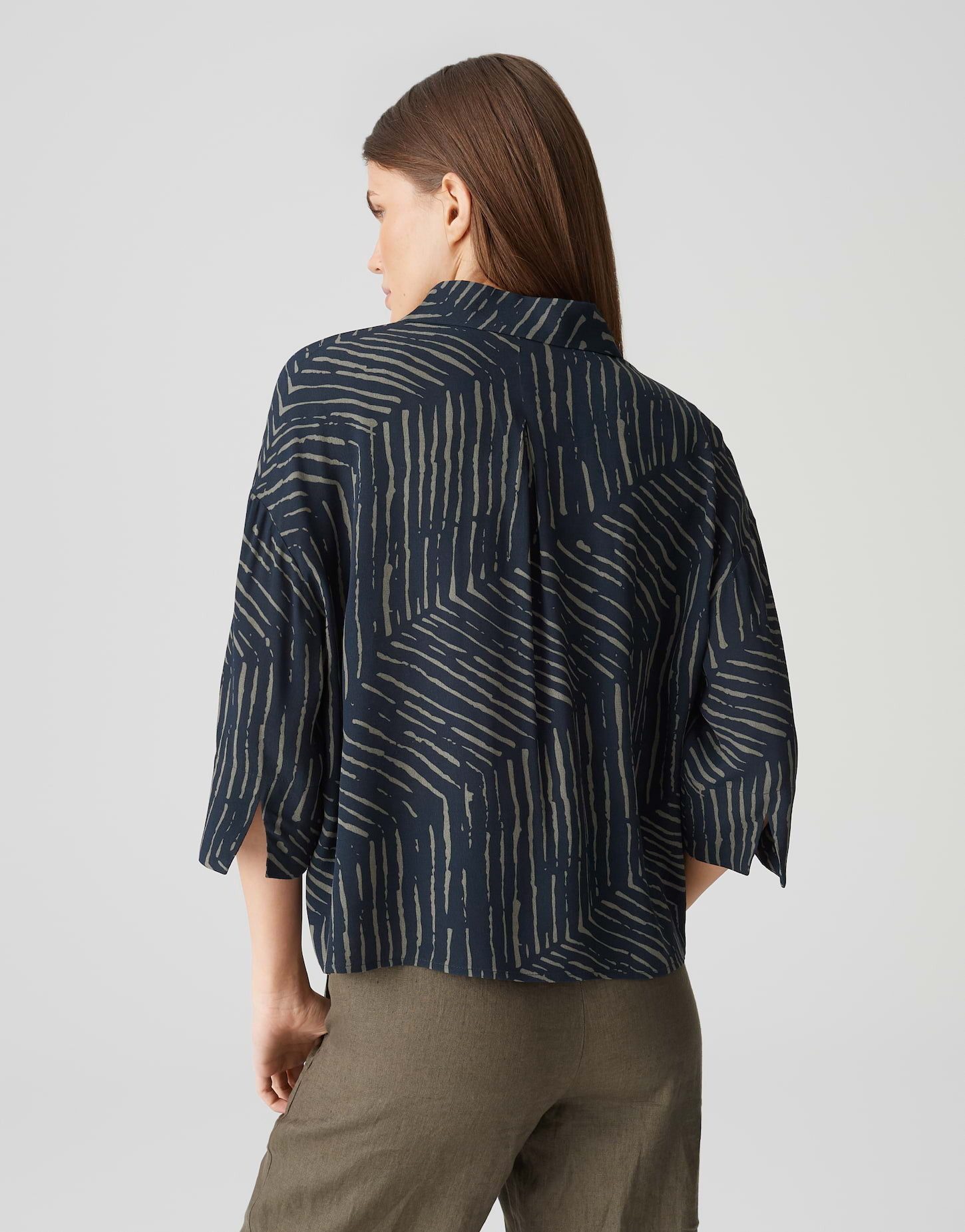 OPUS Kurzarmbluse Fiana palm leaves