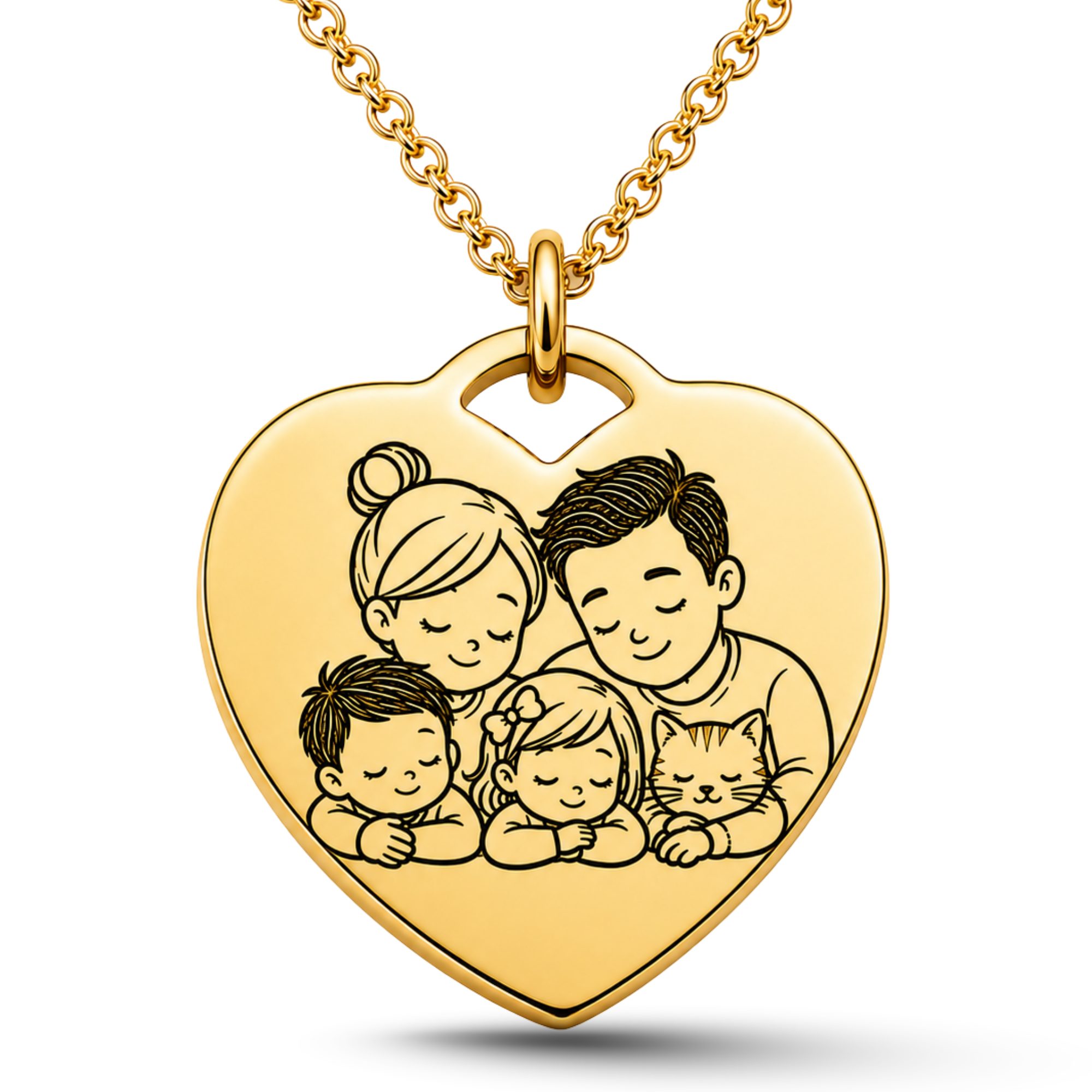 BS Schmuckdesign Kette mit Anhänger mit Gravur Familienkette Personalisierte Halskette Damen Herzkette mit Gravur (inkl. Gravur), personalisierbar inkl. Geschenkbox