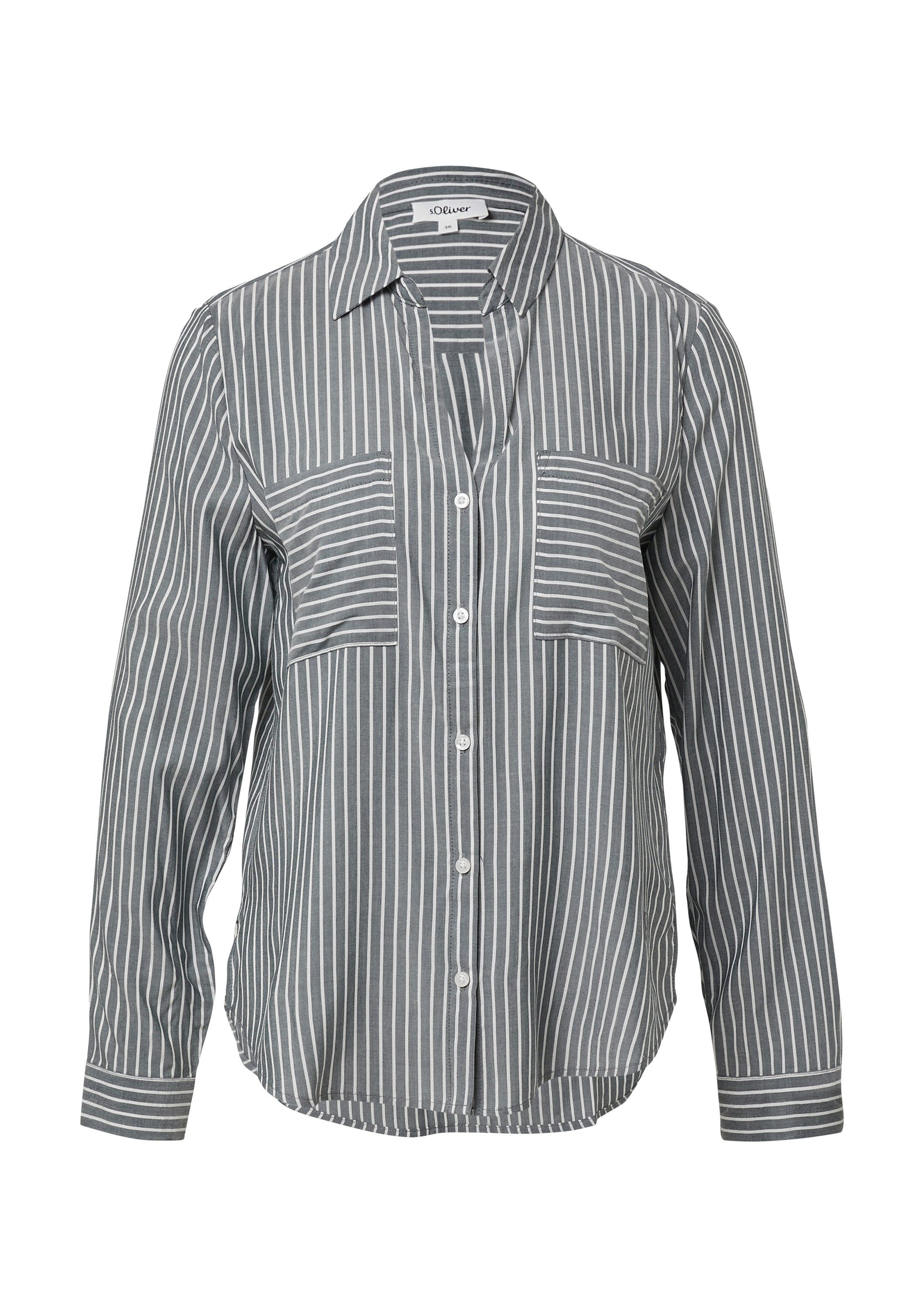 s.Oliver Langarmbluse Bluse Streifenbluse mit aufgesetzten Taschen im Regular-Fit