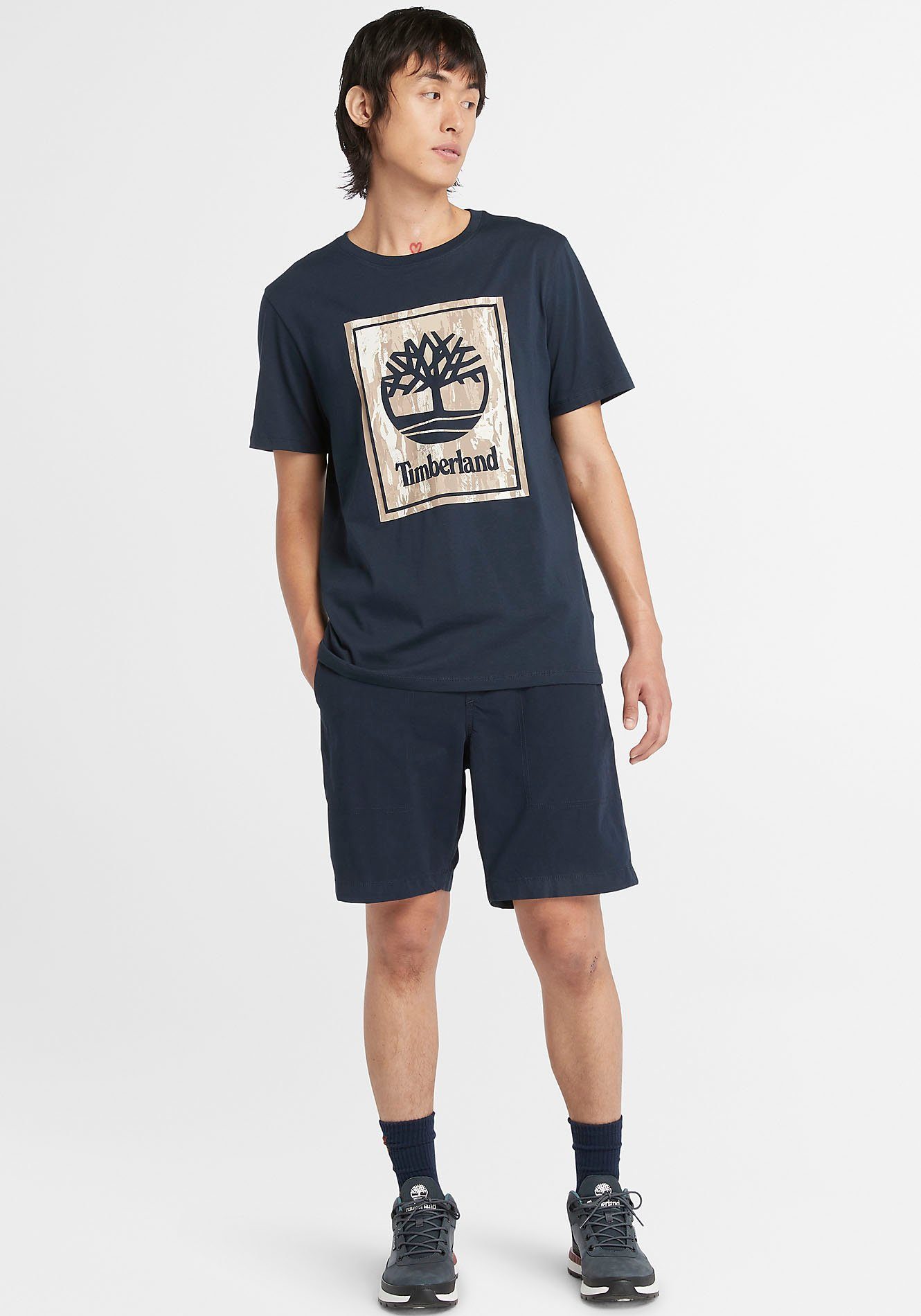 Timberland T-Shirt STACK LOGO Camo Short Sleeve Tee in großen Größen