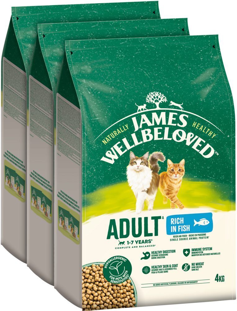 James Wellbeloved JAMES WELLBELOVED™ Katze Fisch 3 x 4kg, Trockenfutter für: Katze