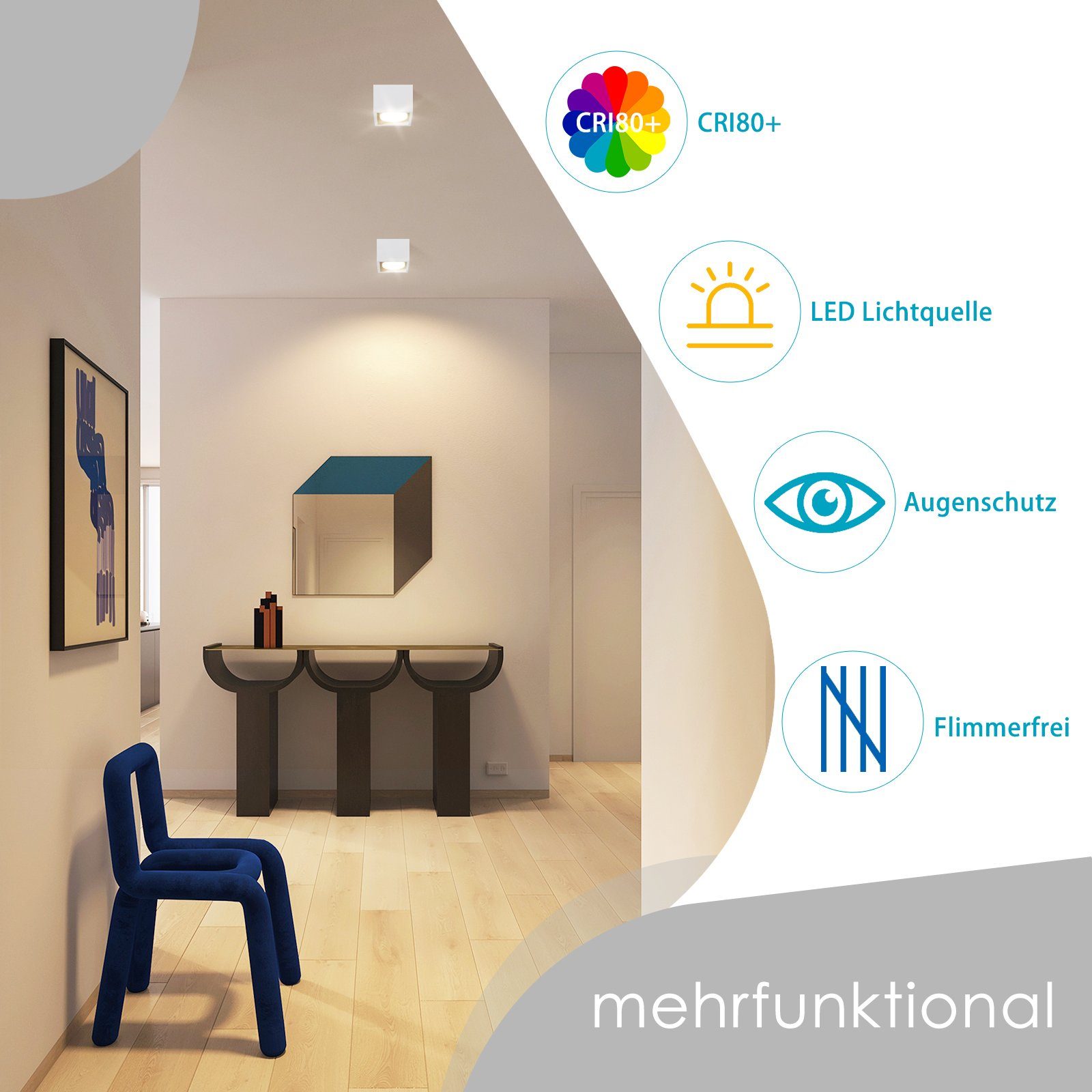 Nettlife LED Aufbaustrahler Weiß Aufbau Aufputz Deckenspots 1/2/3/4 Flammig günstig online kaufen