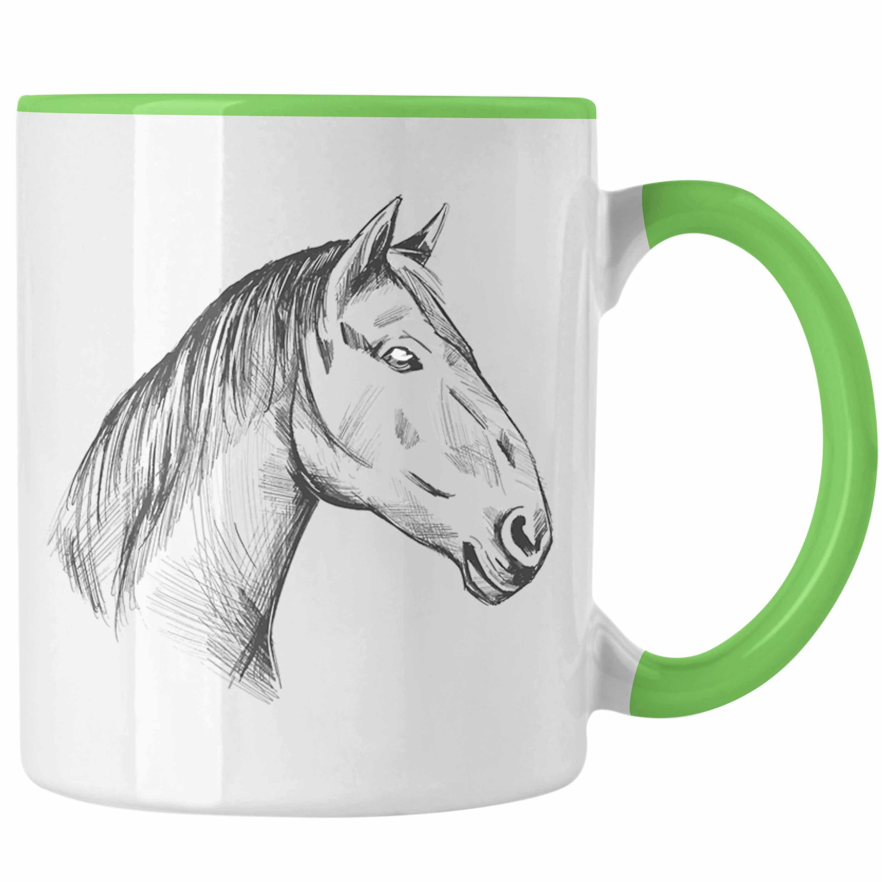 Trendation Tasse Pferde Tasse Lustig Reiterin Geschenk Pferde Geschenke Mädchen Pferdeliebhaber Grün