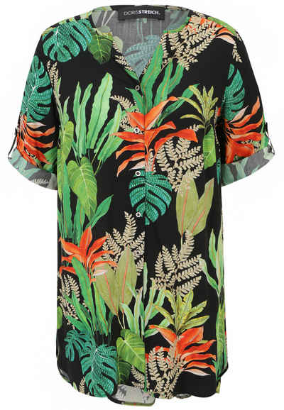 Doris Streich Hemdbluse Longbluse mit Blätter-Print