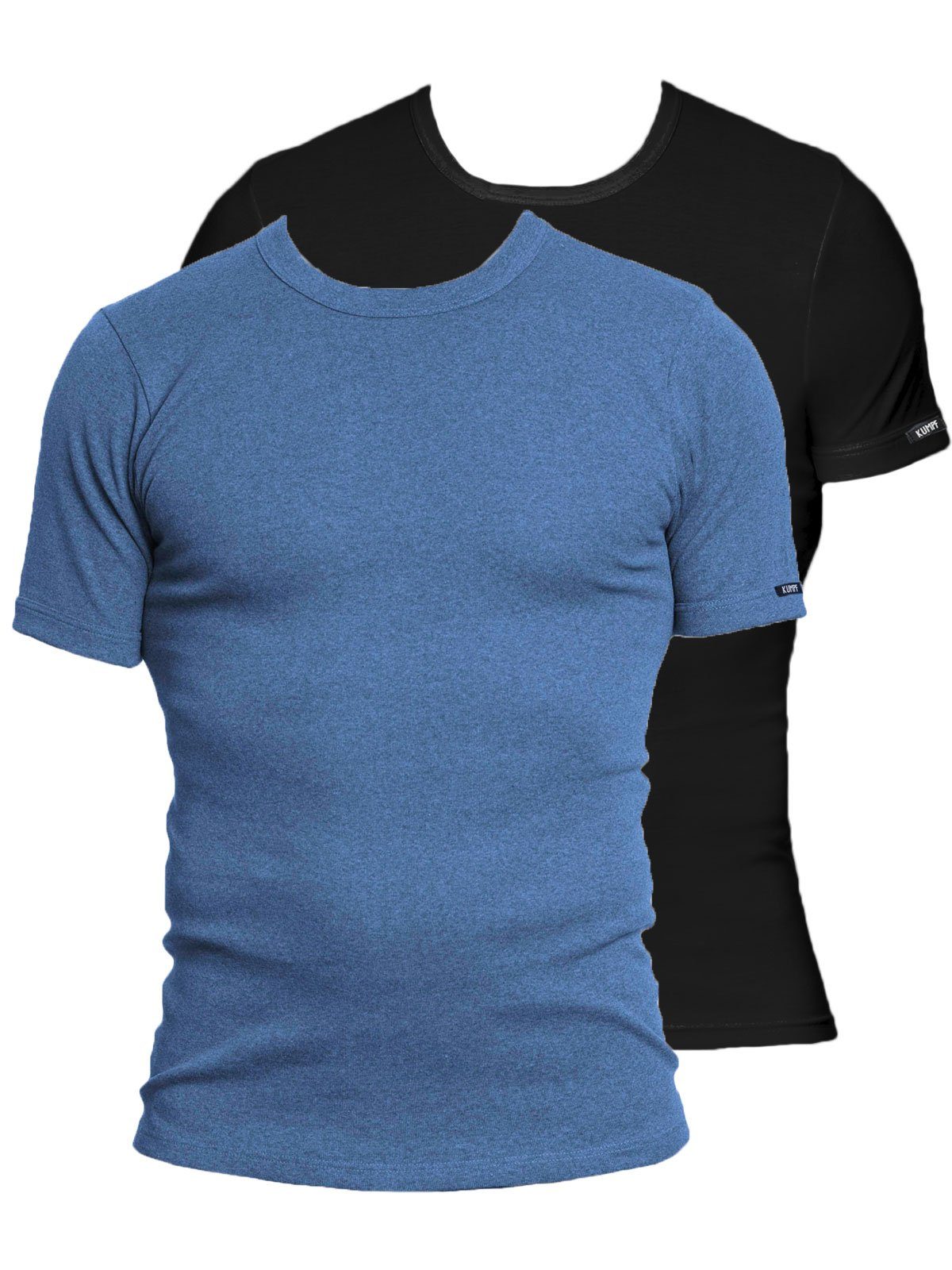 KUMPF Unterziehshirt 2er Sparpack Herren T-Shirt Bio Cotton (Spar-Set, 2-St) hohe Markenqualität poseidon schwarz