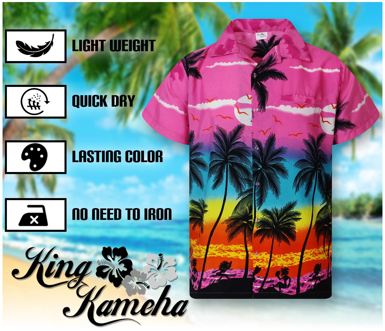 King Kameha Hawaiihemd Beach Eclectic Funky Hawaii-Hemd, Herren, Kurzarm, Front-Tasche – Bild 5 von 5