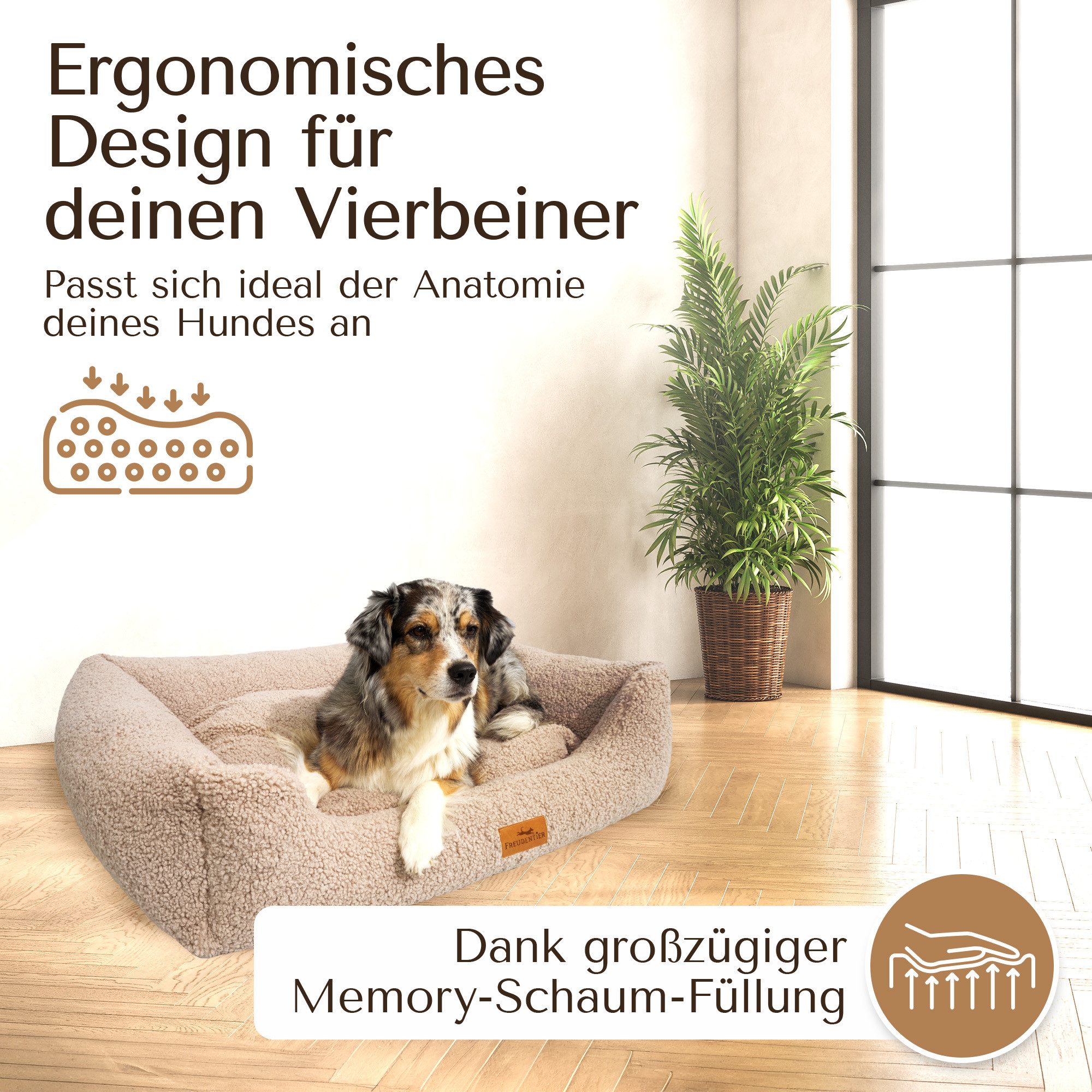 Freudentier Hundekorb Orthopädisches Hundebett aus Teddy, Waschbar, Handmad günstig online kaufen
