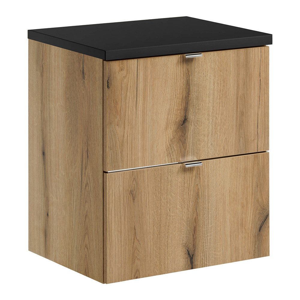 Lomadox Unterschrank NEWPORT-56-OAK Waschtischunterschrank, 50cm, Eiche und schwarz
